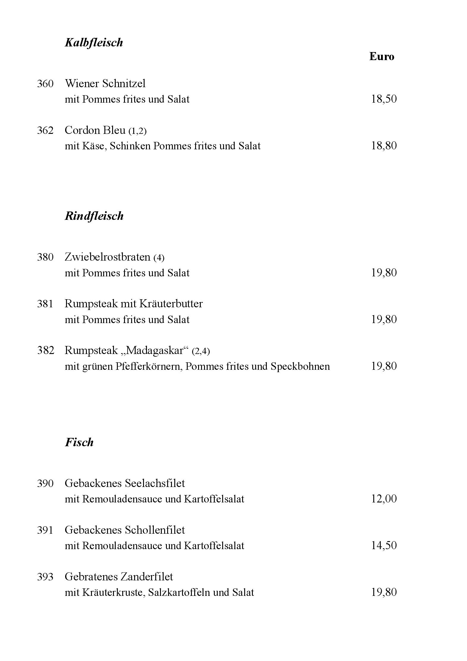 Speisekarte