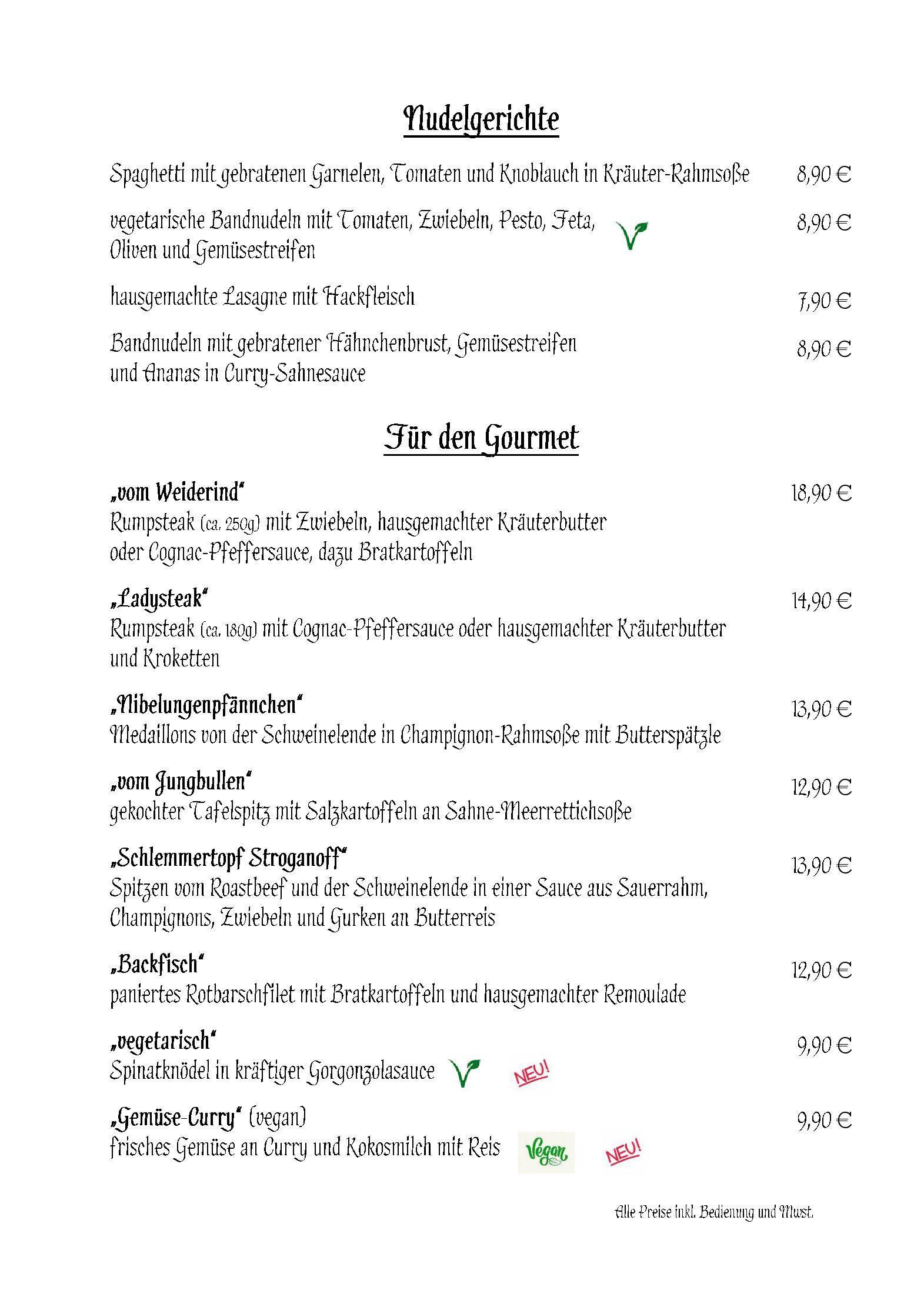 Speisekarte