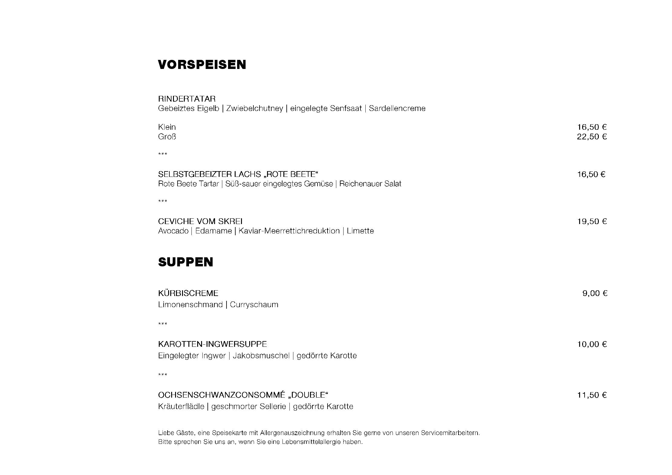 Speisekarte