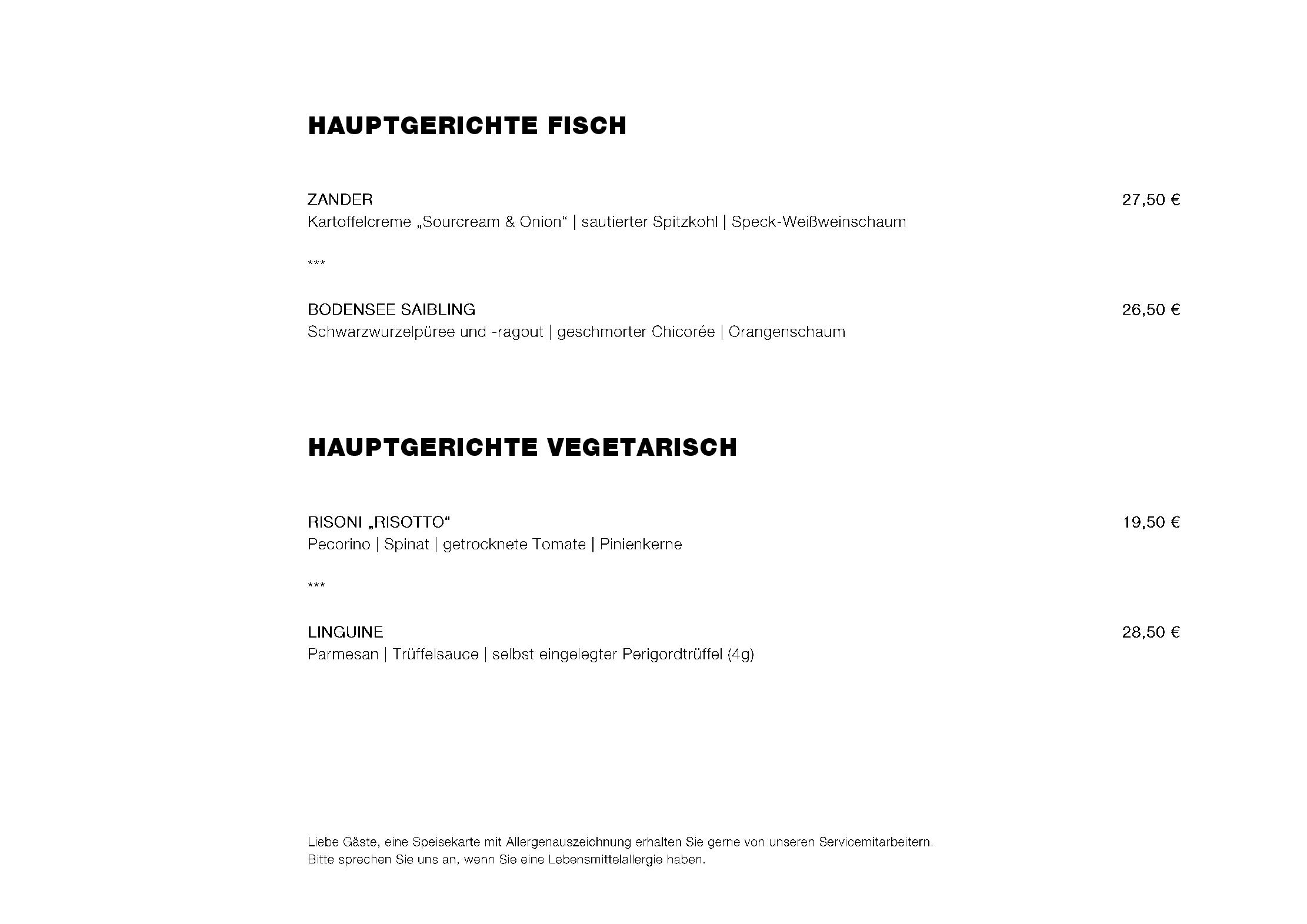 Speisekarte
