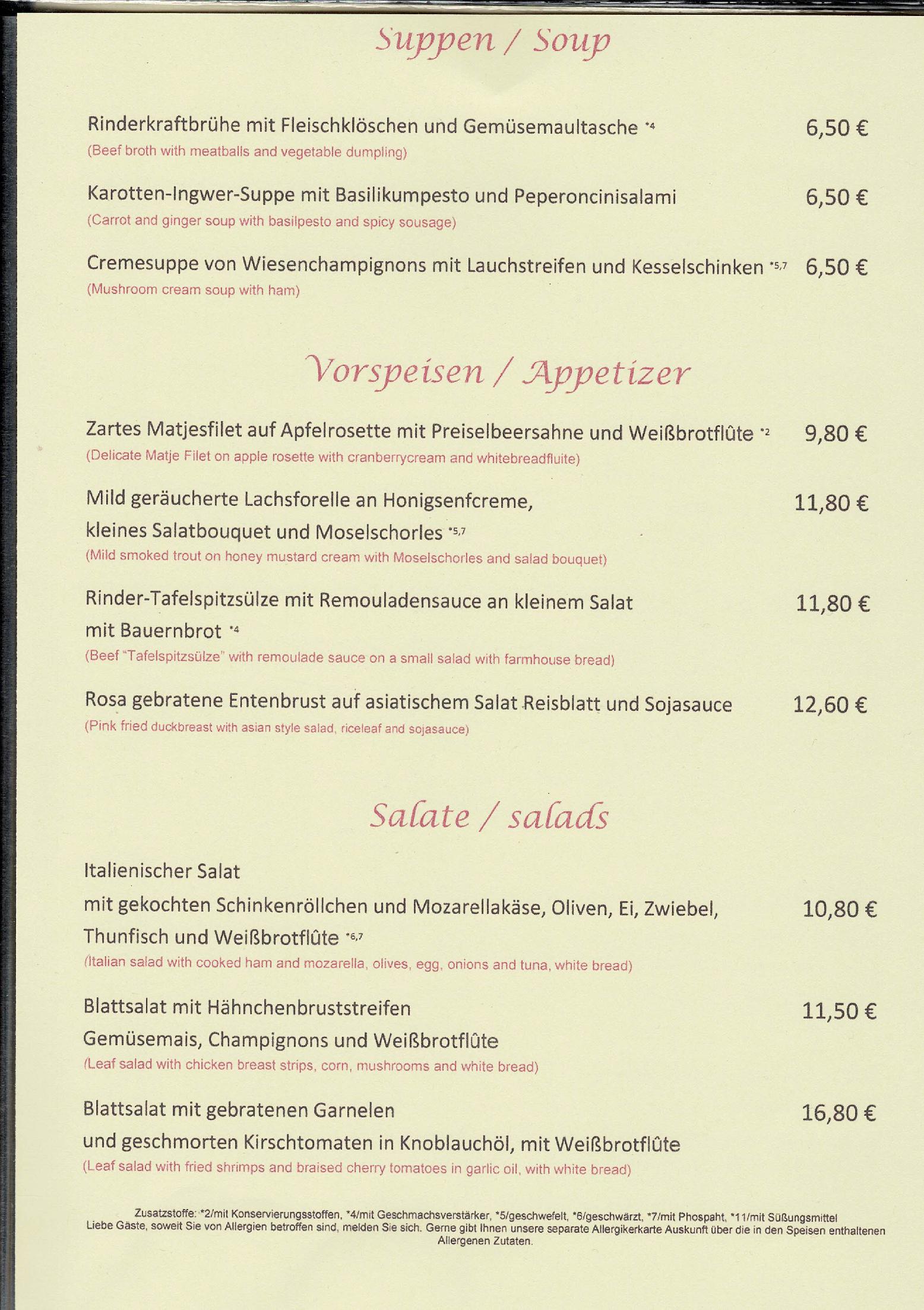 Speisekarte