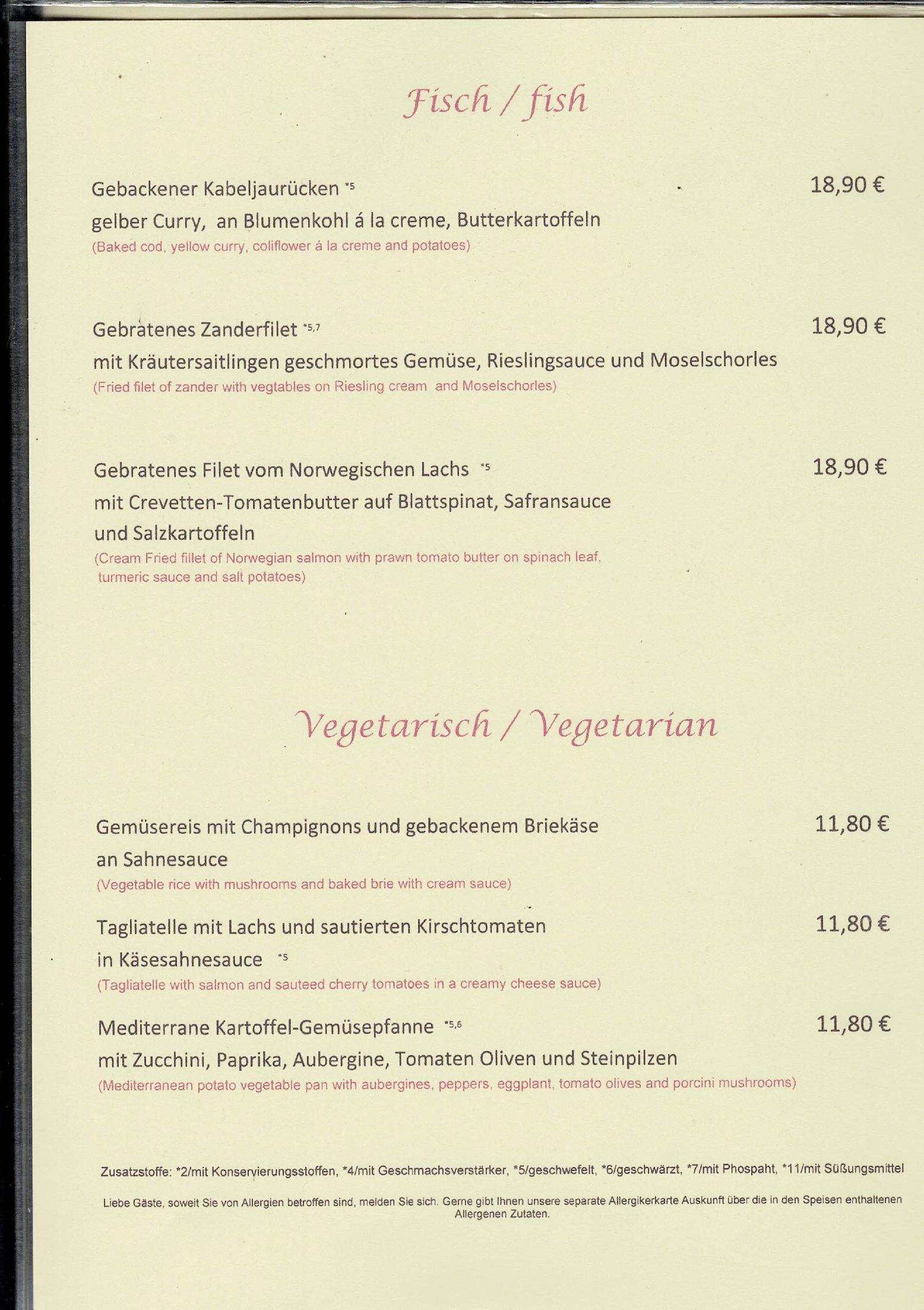Speisekarte