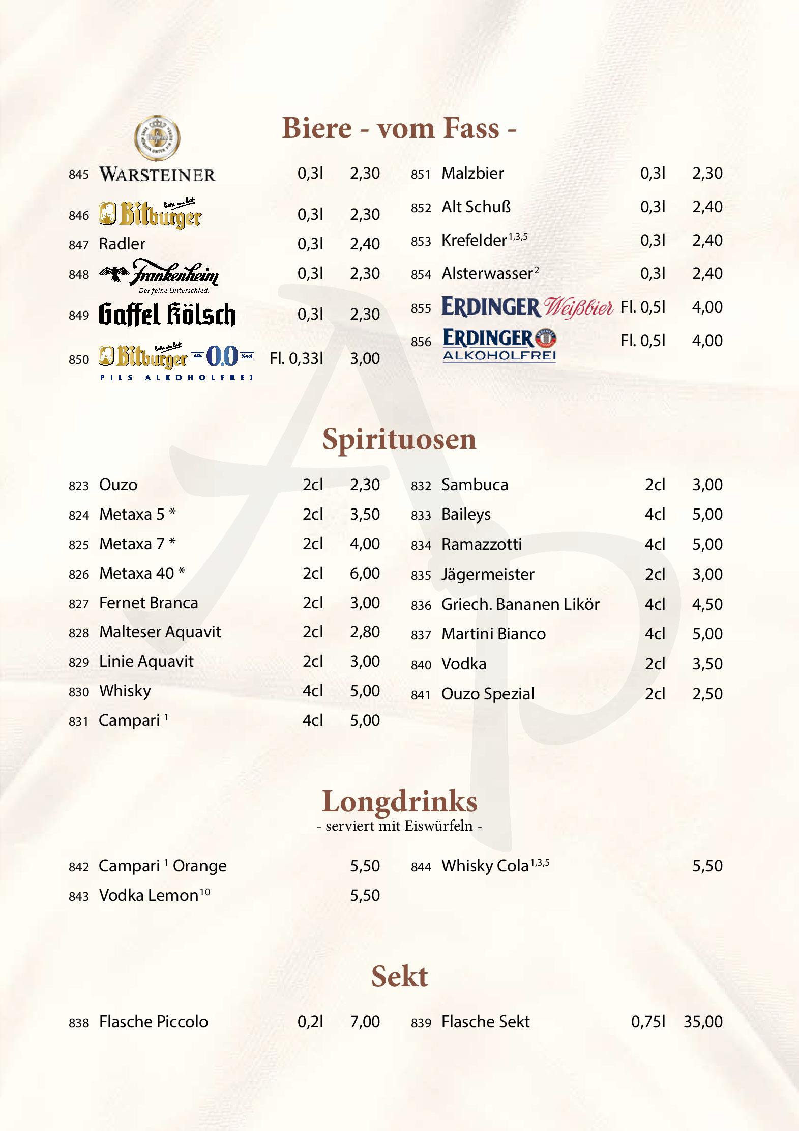 Speisekarte