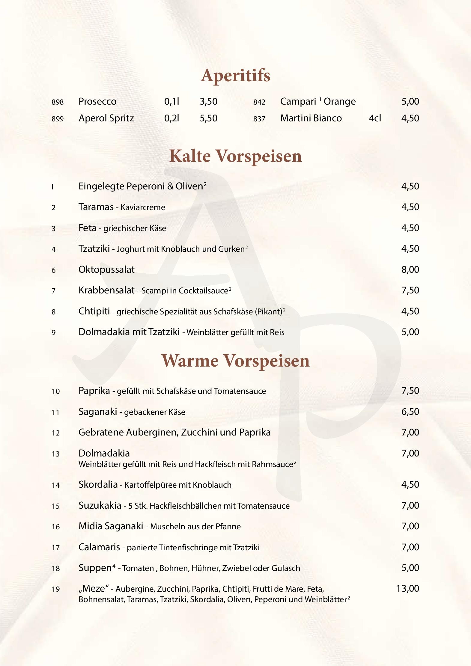 Speisekarte