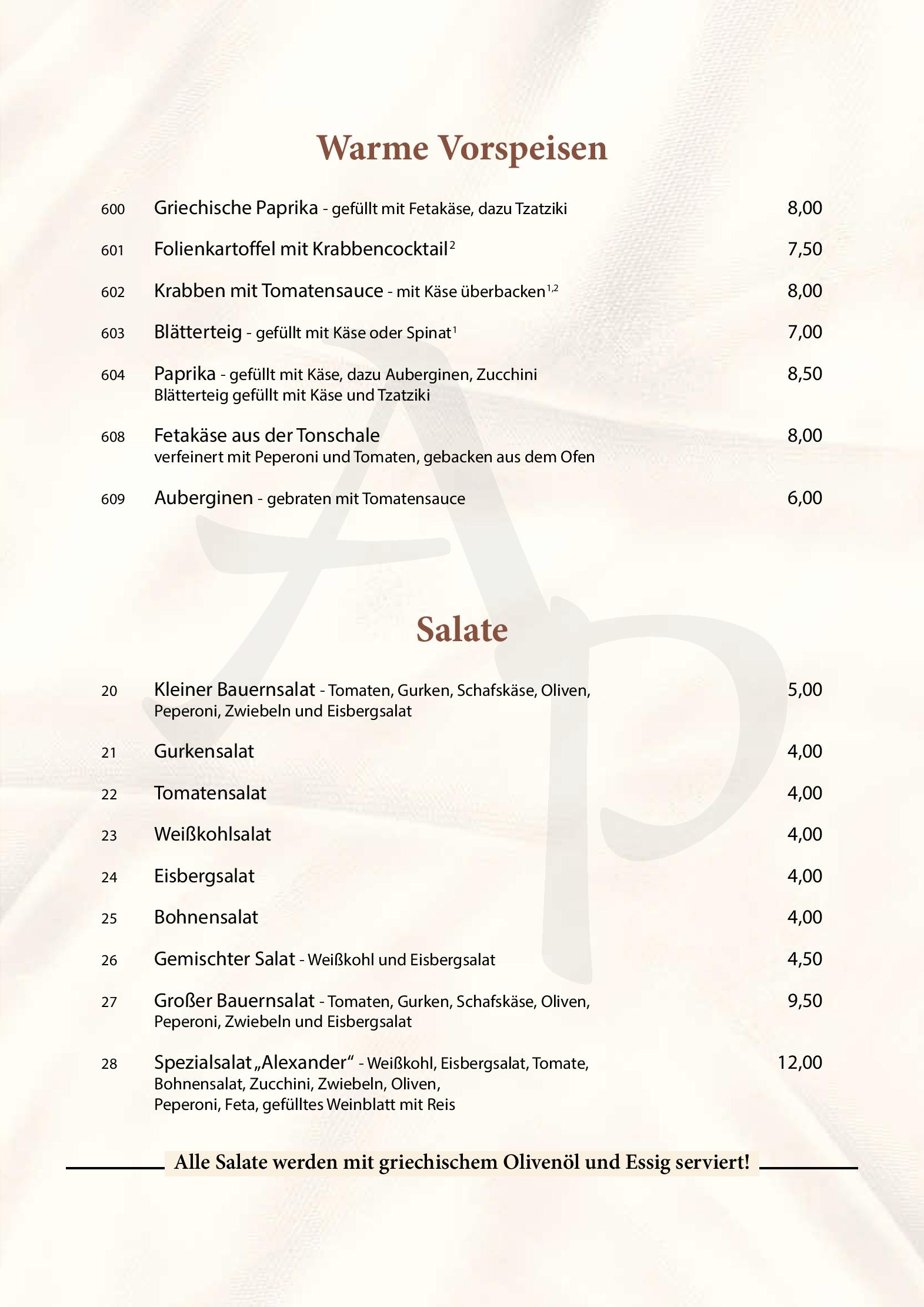 Speisekarte