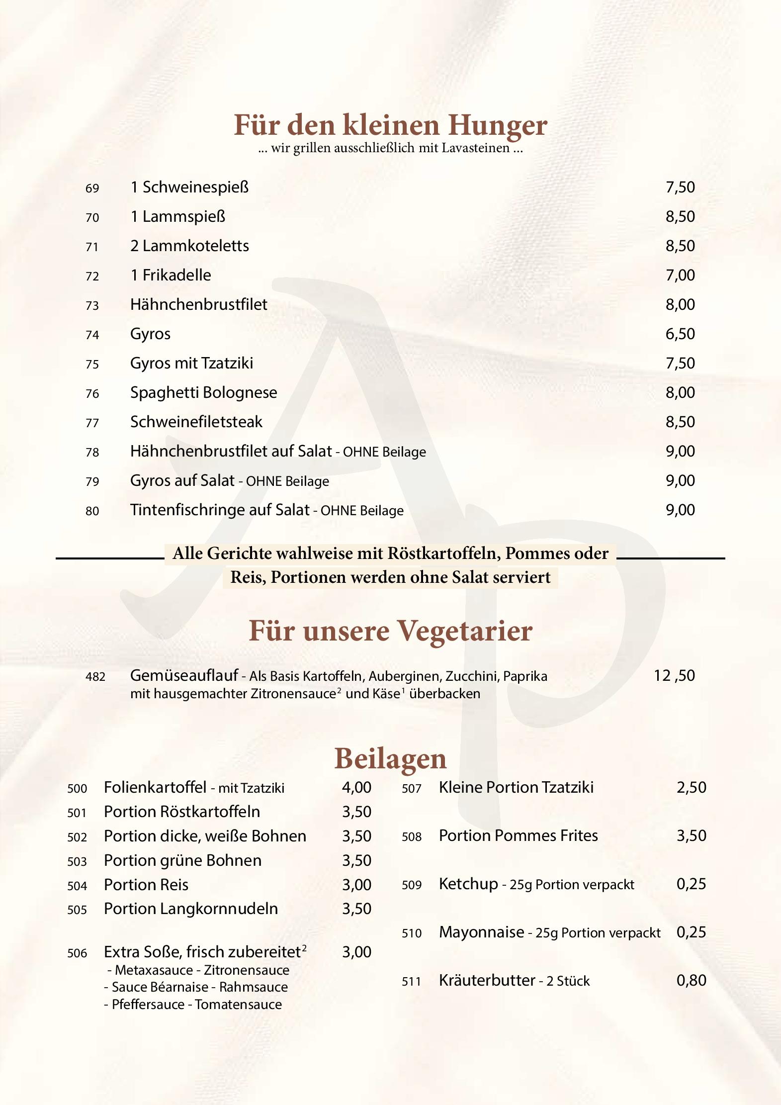 Speisekarte