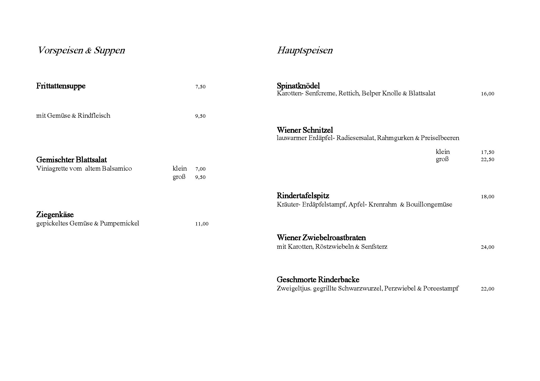 Speisekarte