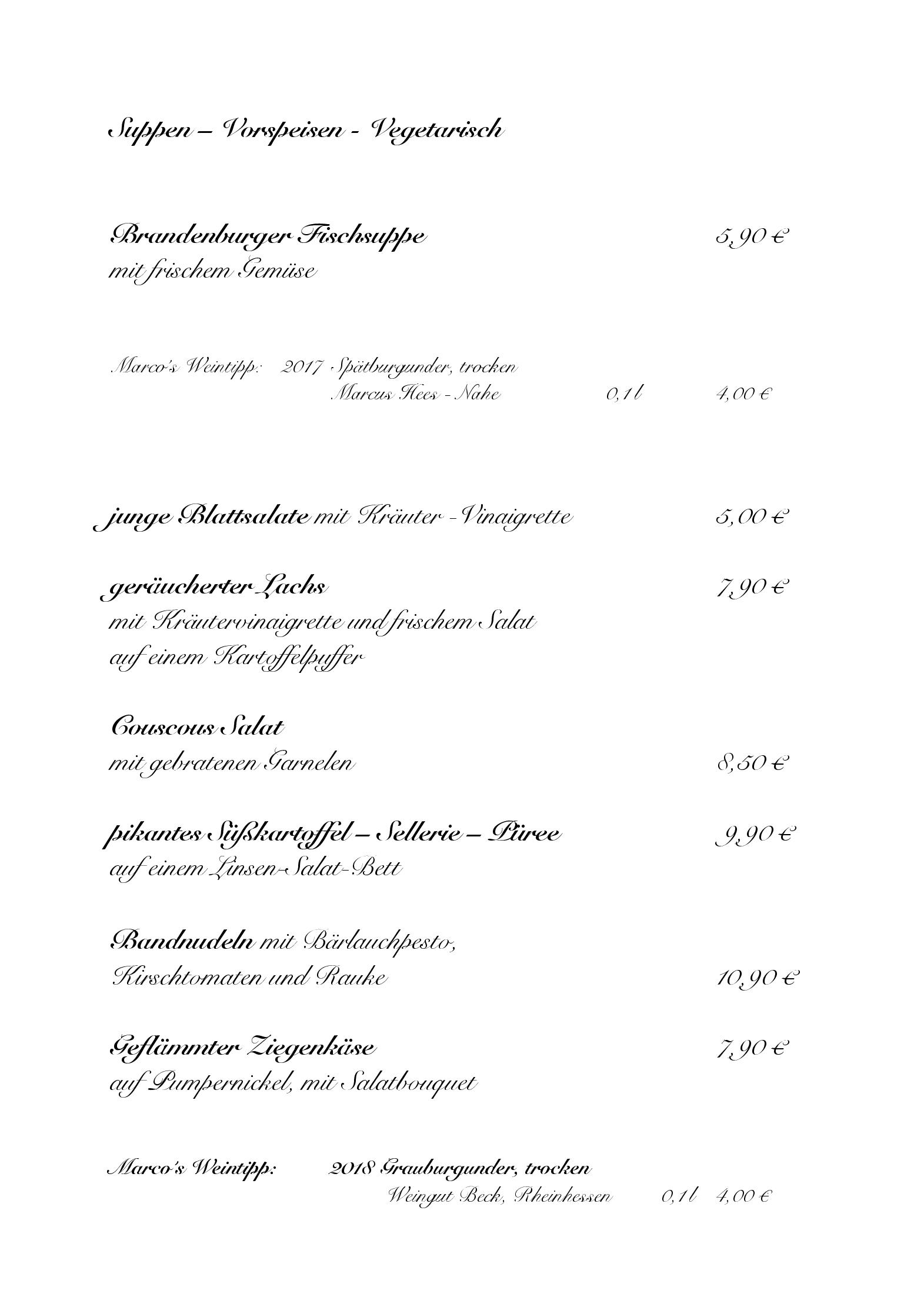 Speisekarte