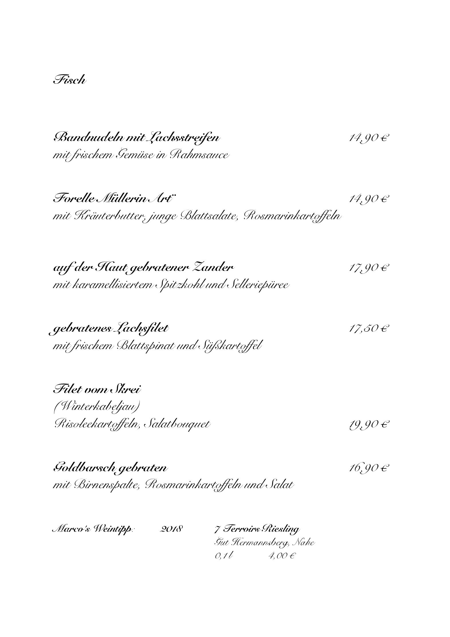 Speisekarte