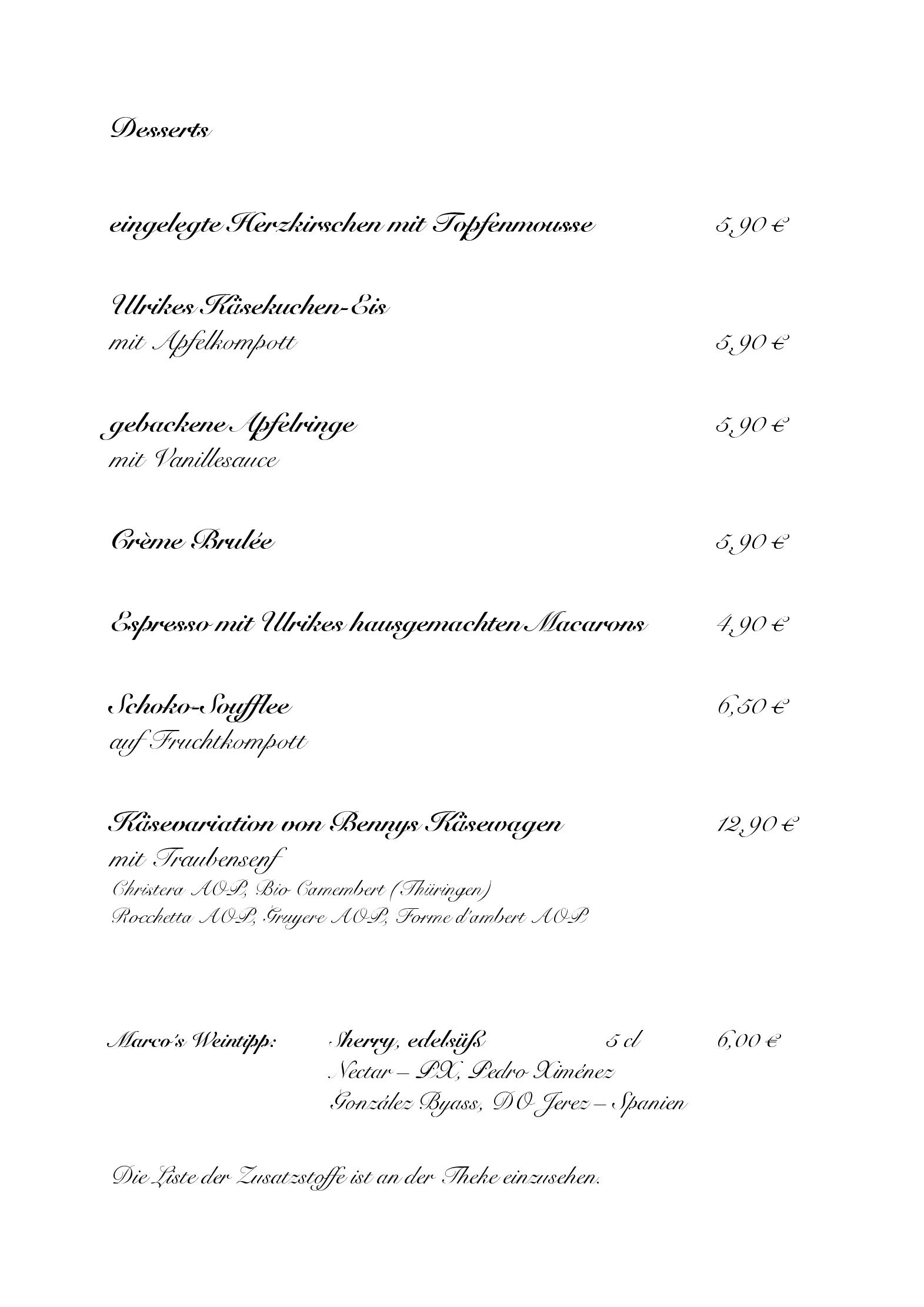 Speisekarte