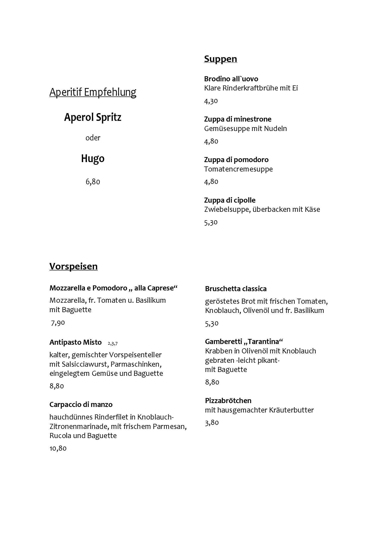 Speisekarte