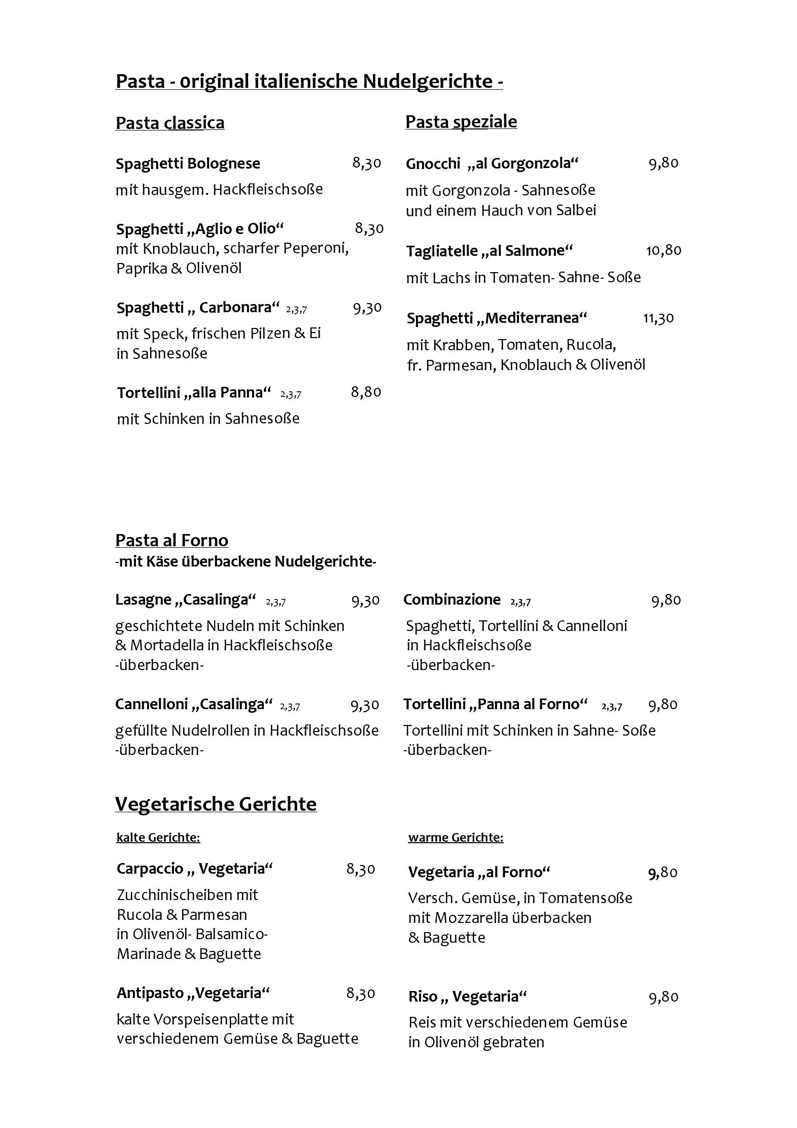 Speisekarte
