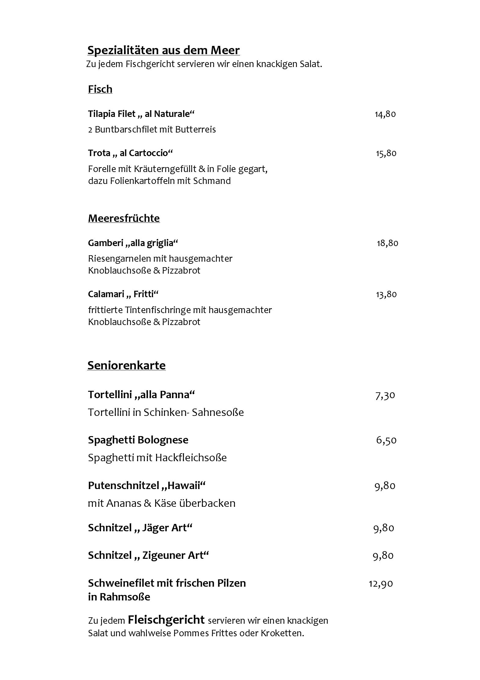 Speisekarte