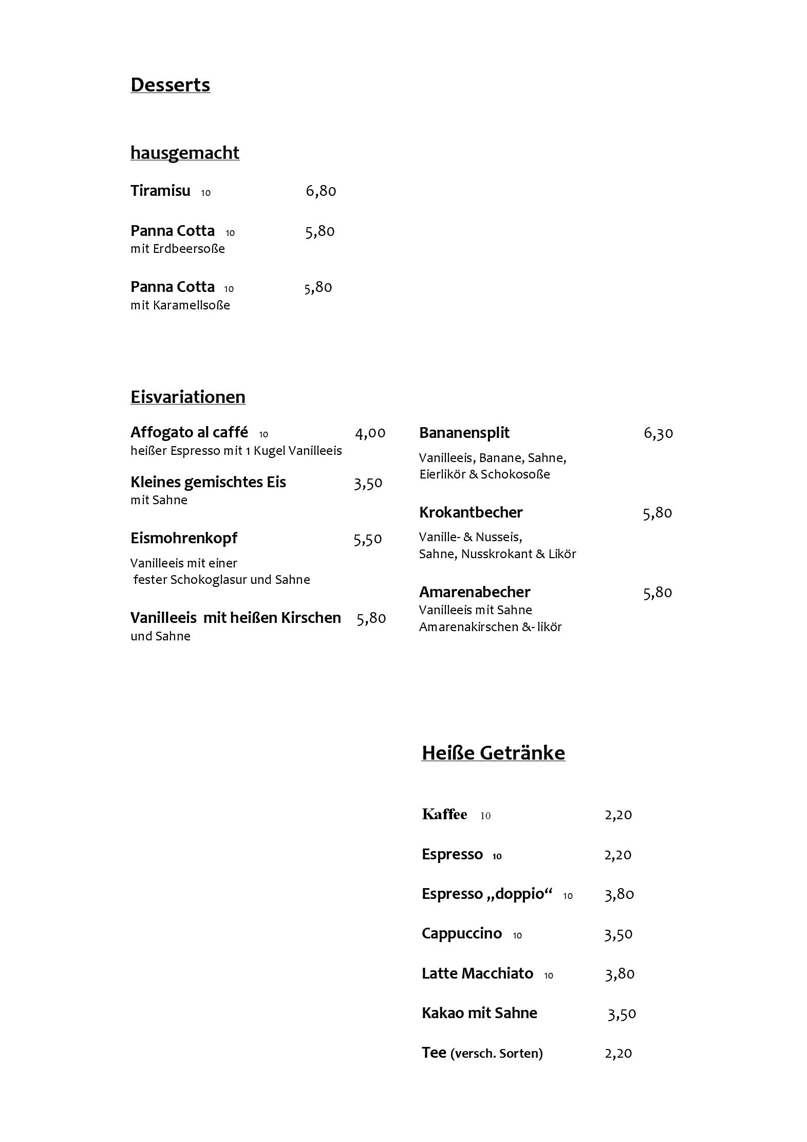 Speisekarte
