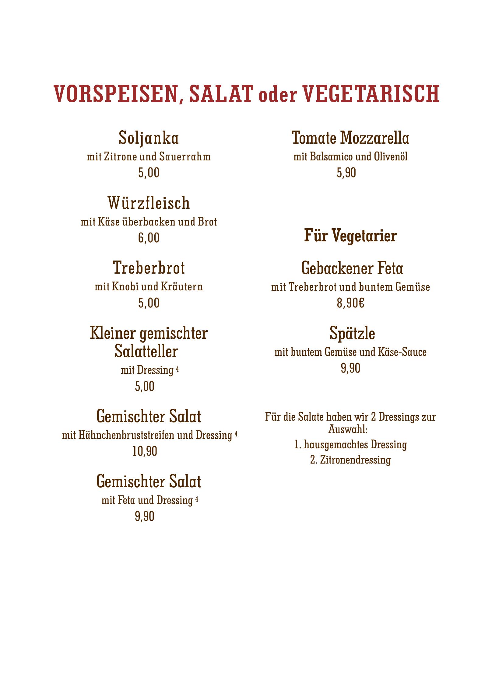 Speisekarte