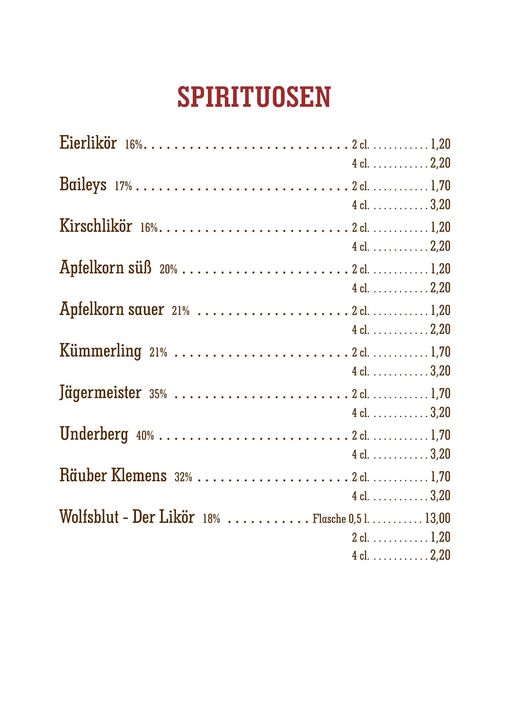 Speisekarte