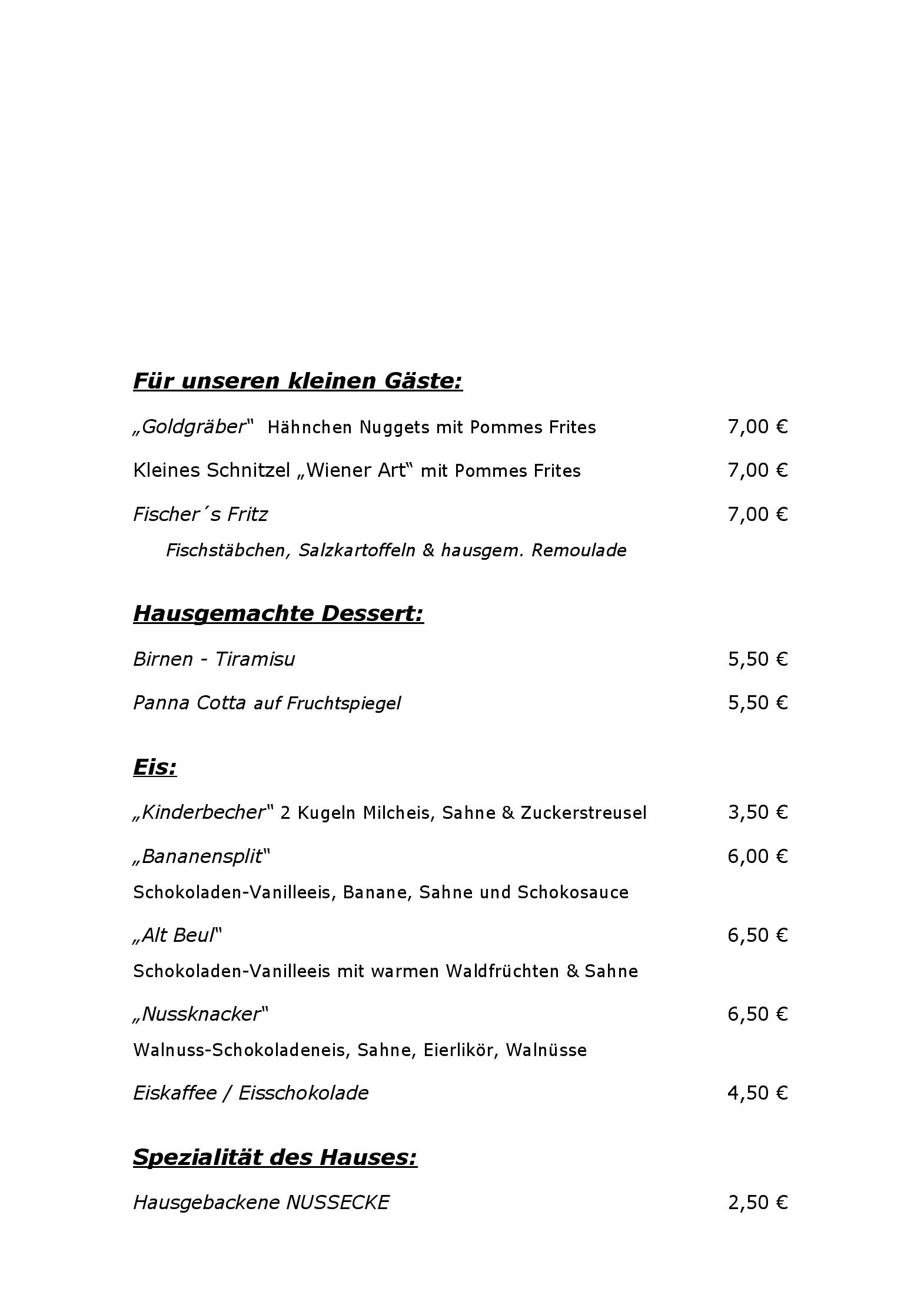 Speisekarte