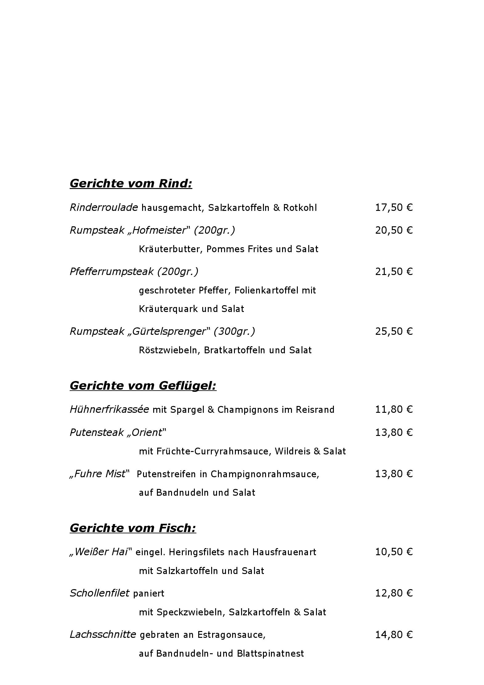 Speisekarte