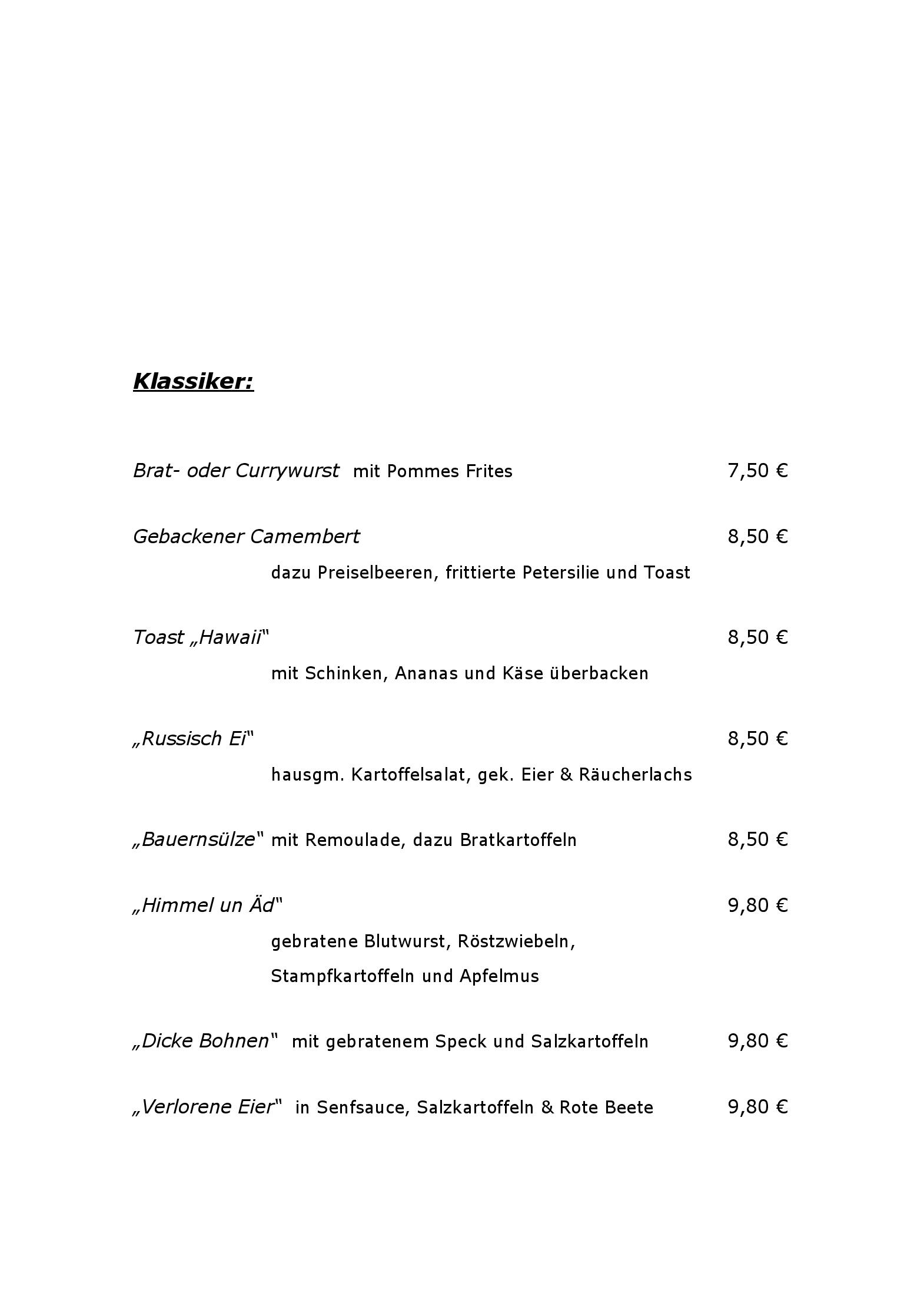 Speisekarte
