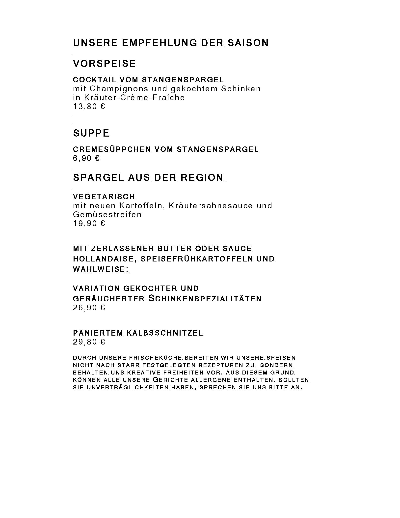 Speisekarte