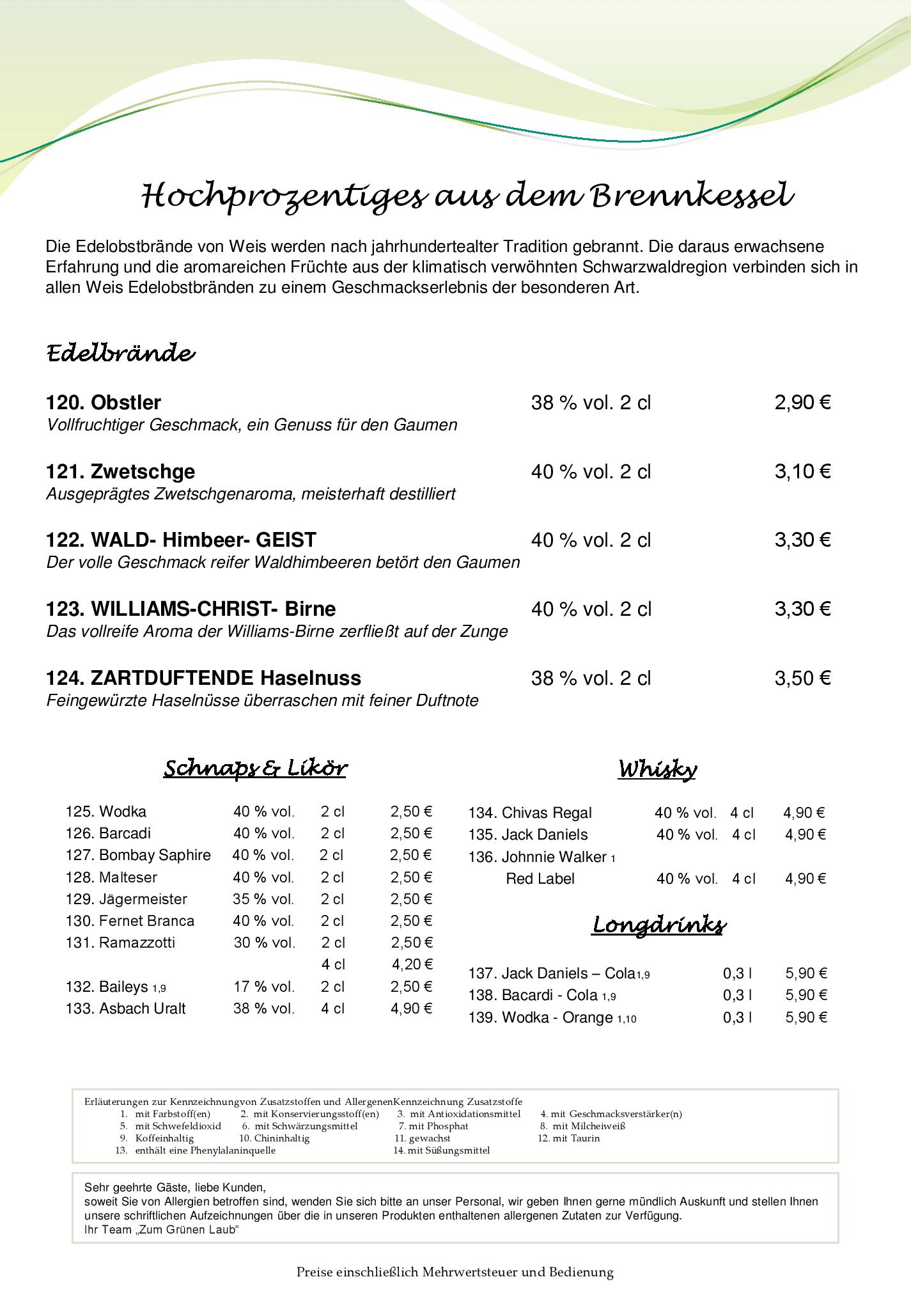 Speisekarte