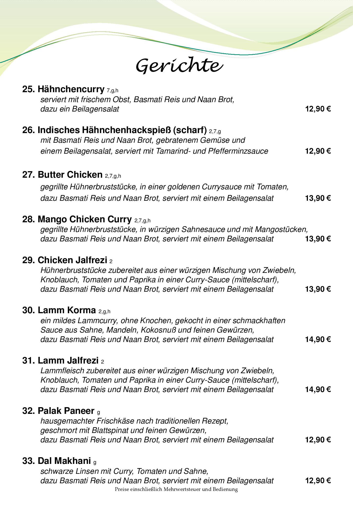 Speisekarte