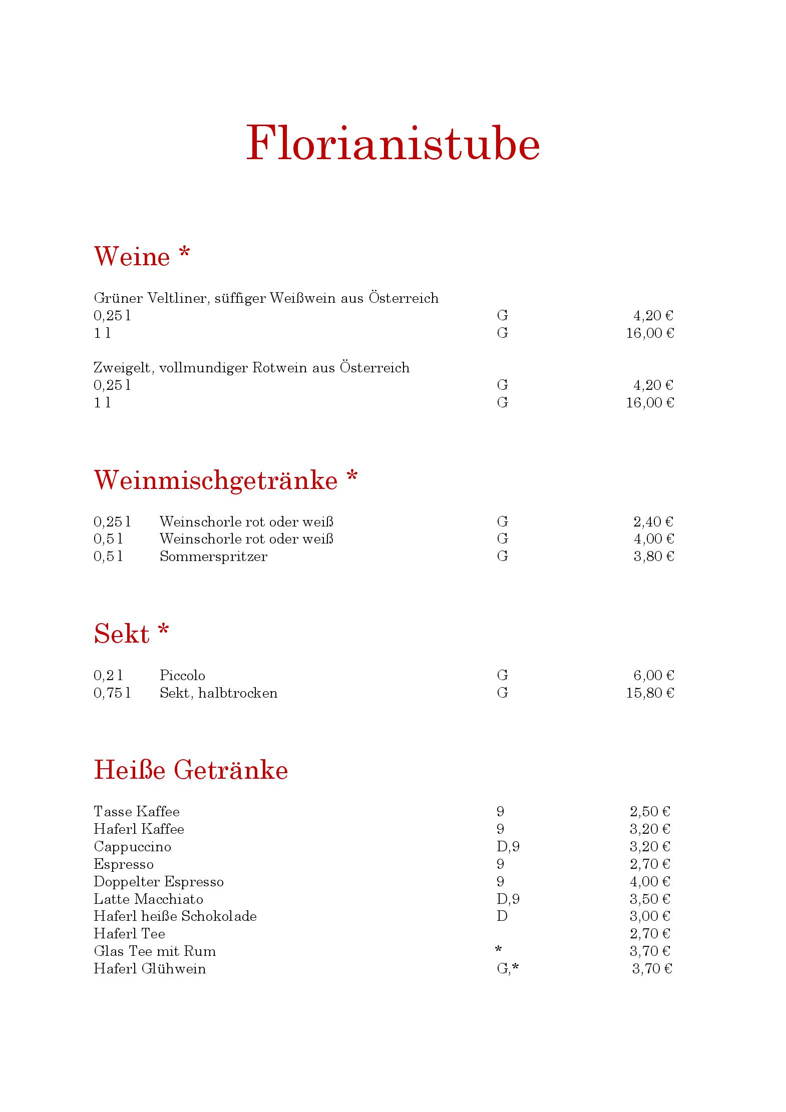 Speisekarte