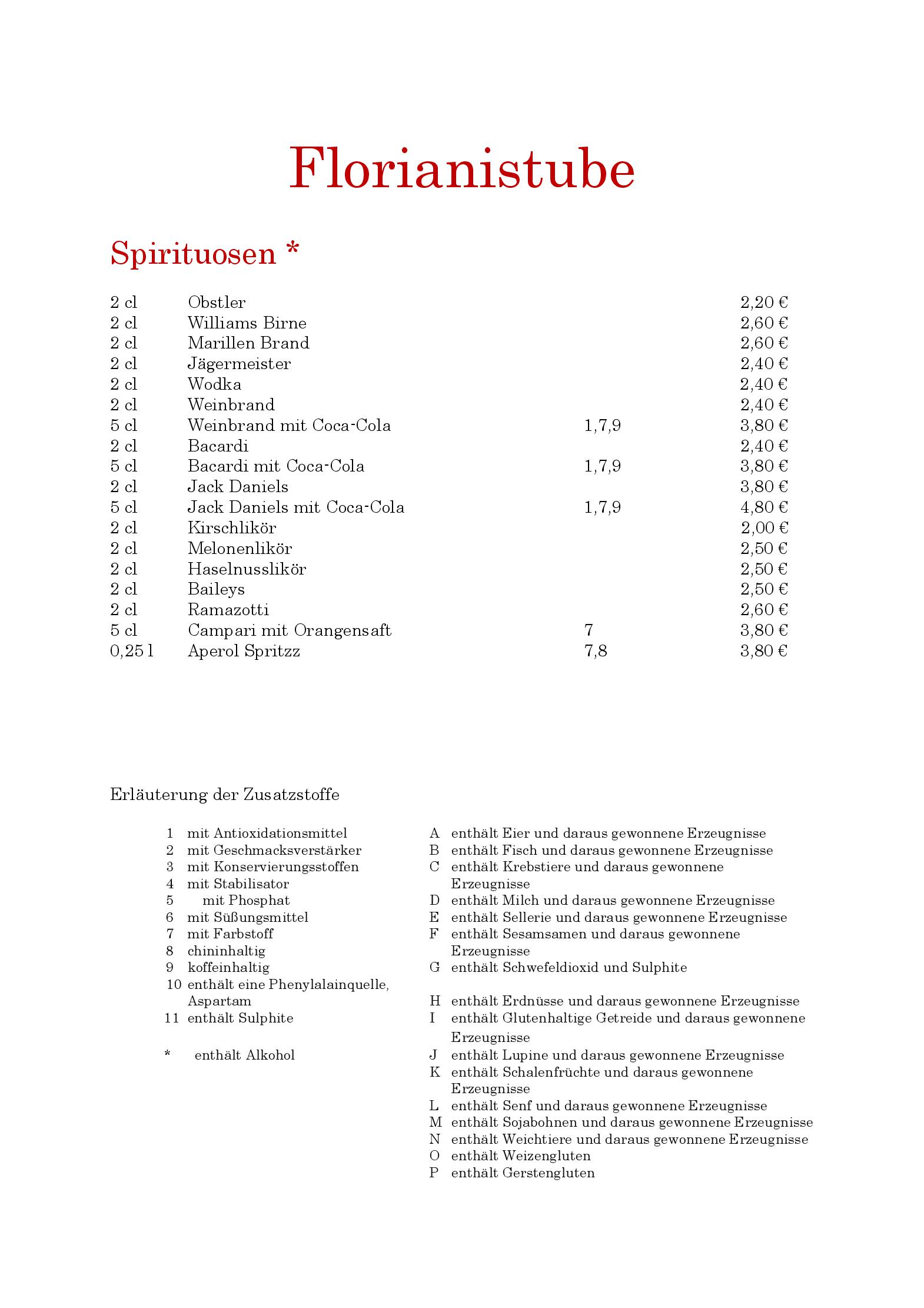 Speisekarte