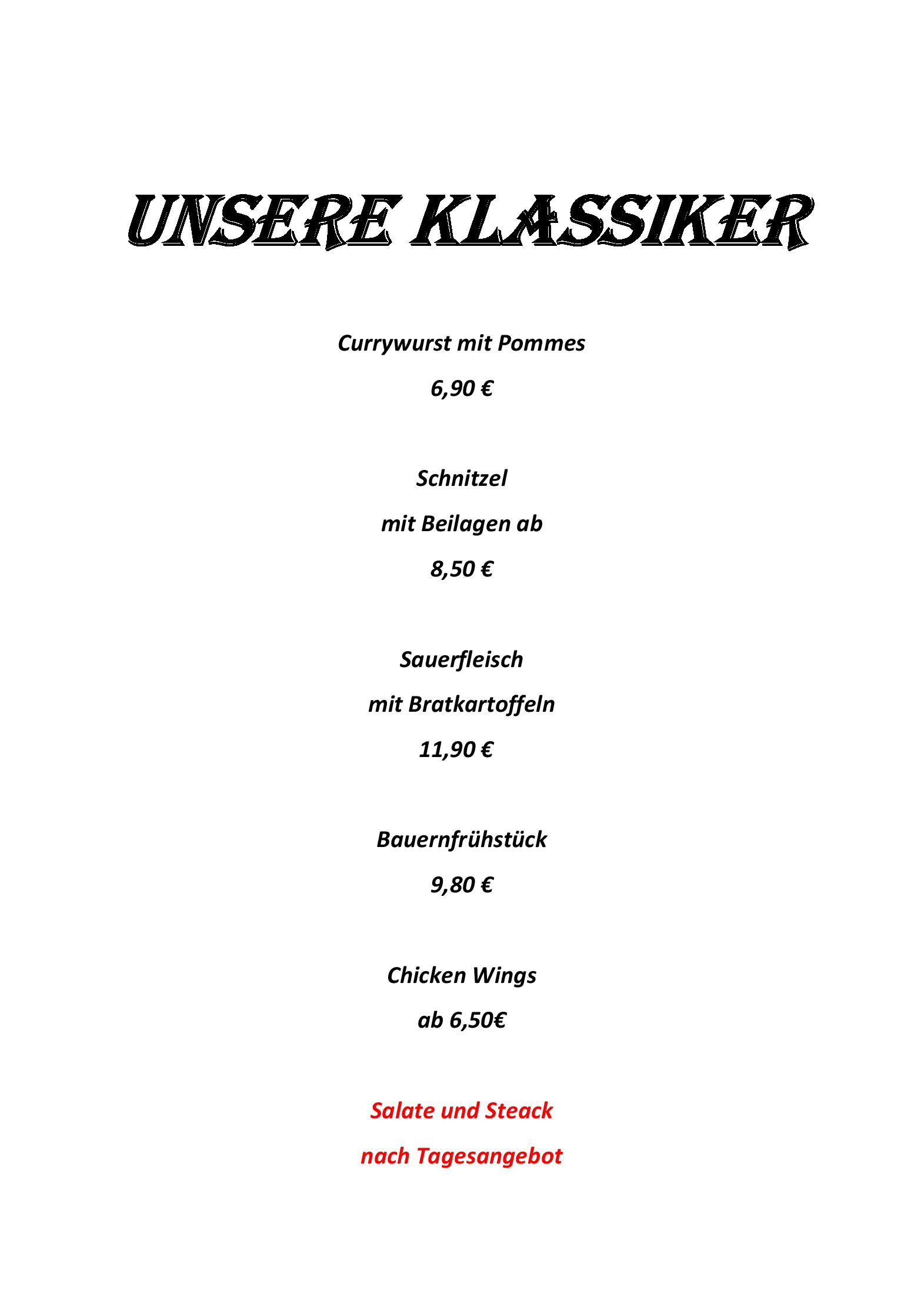 Speisekarte