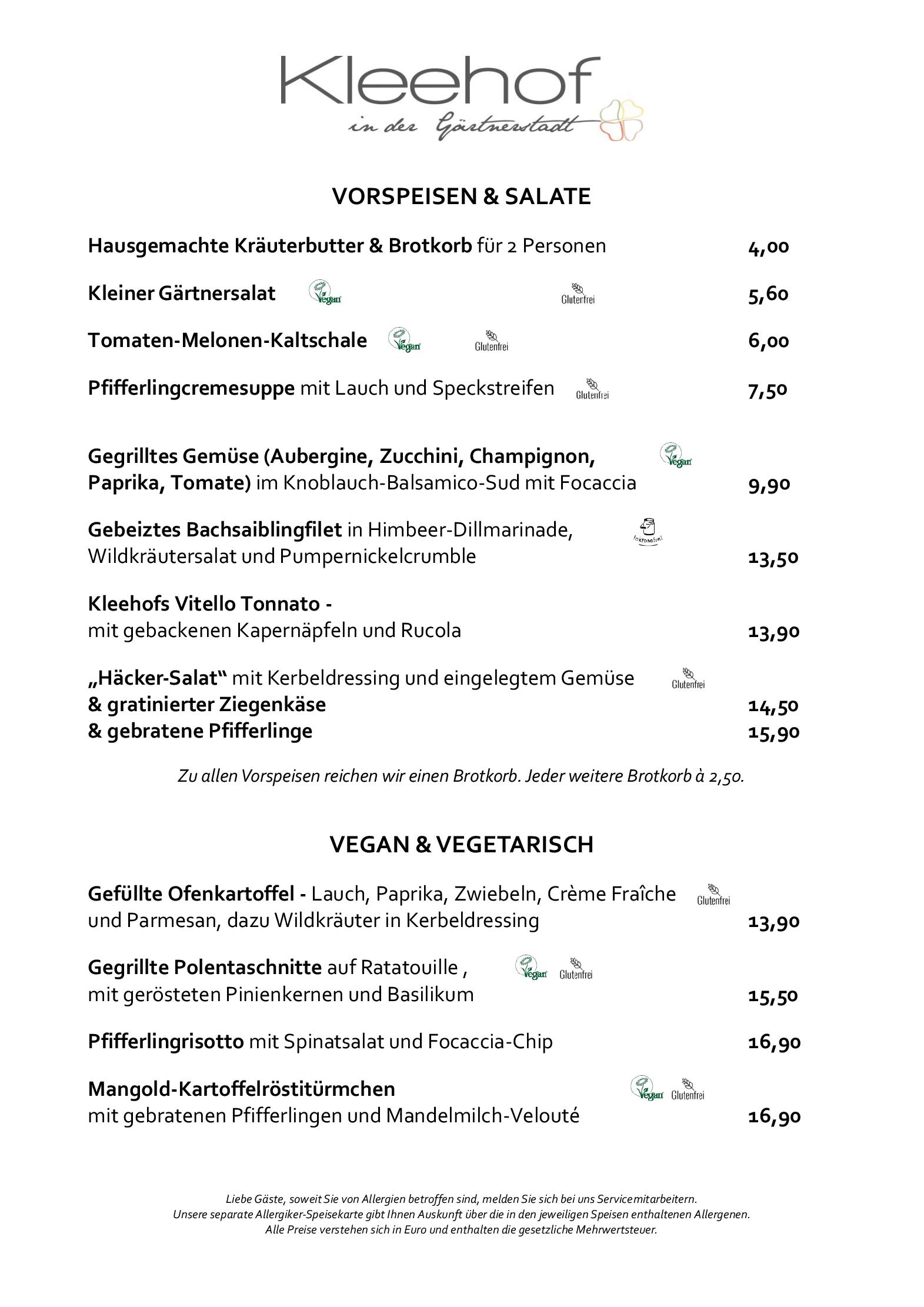 Speisekarte