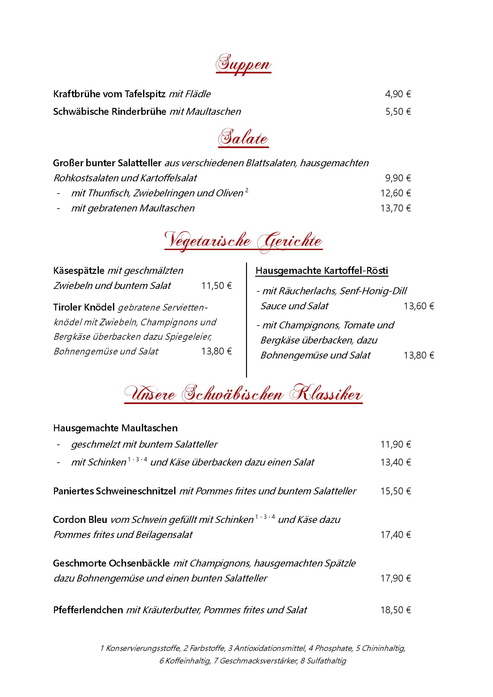 Speisekarte