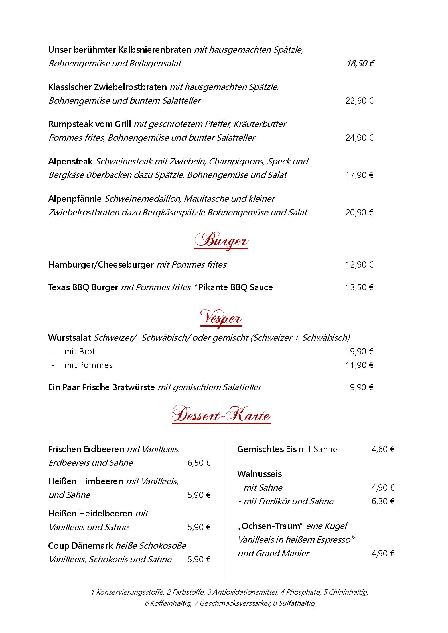 Speisekarte