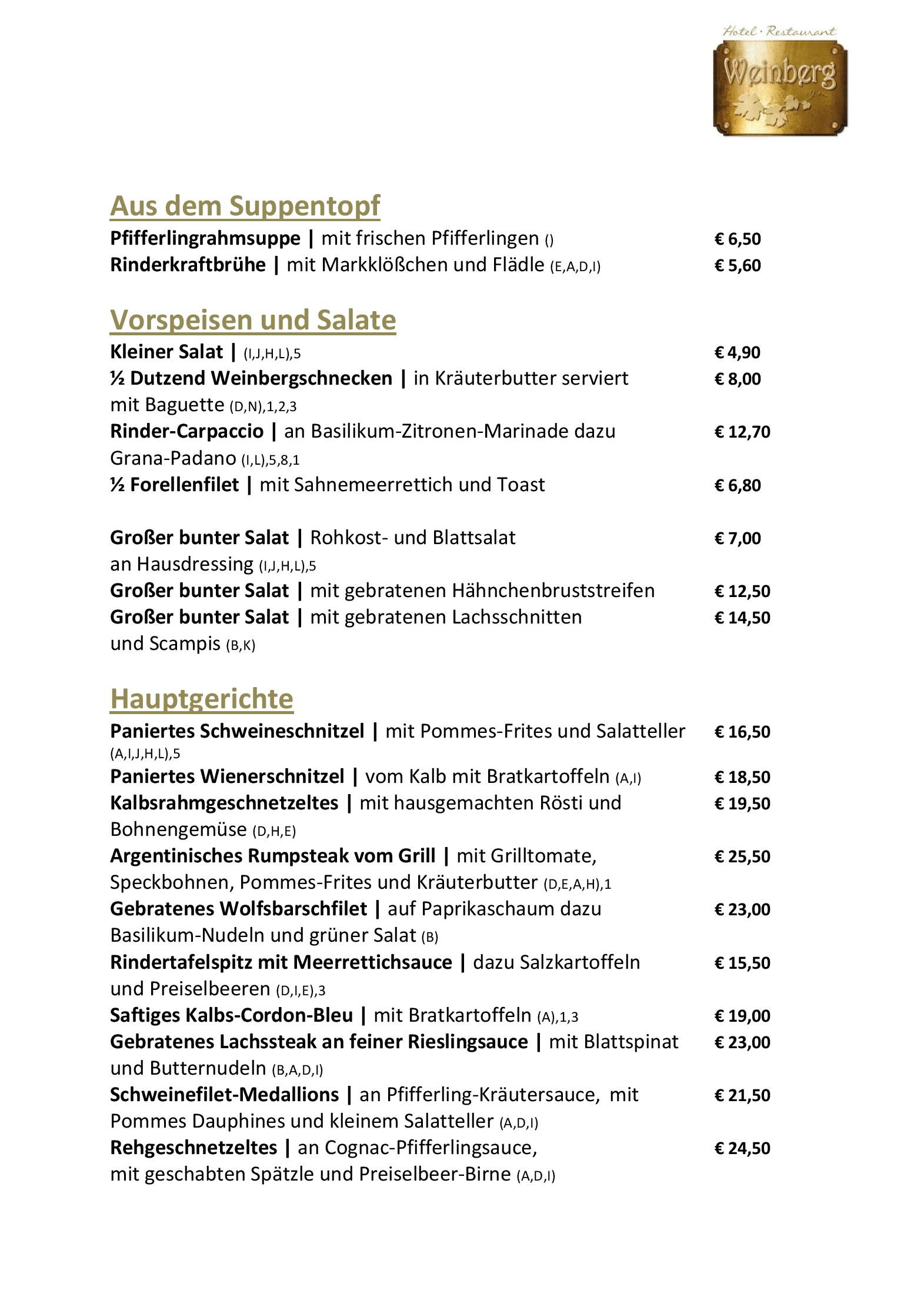 Speisekarte