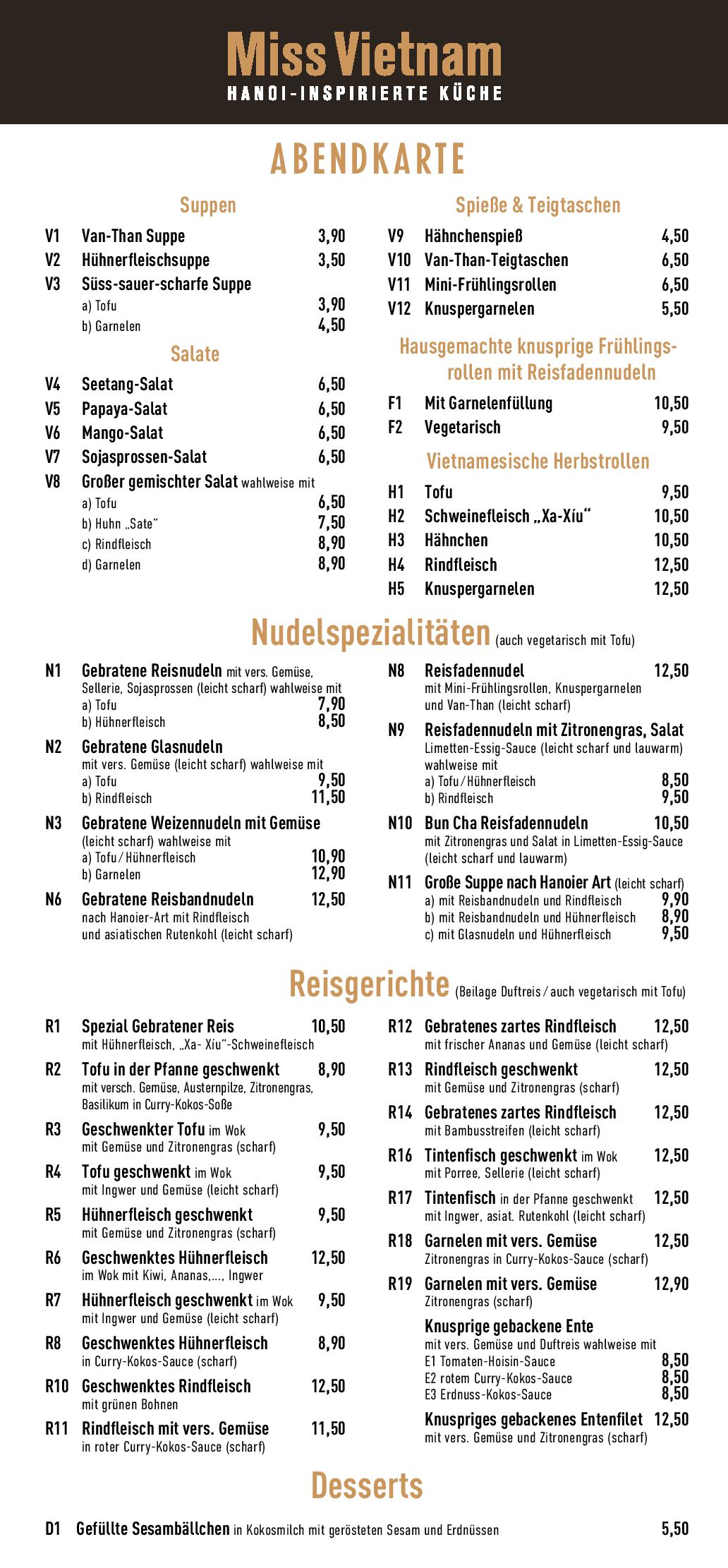 Speisekarte
