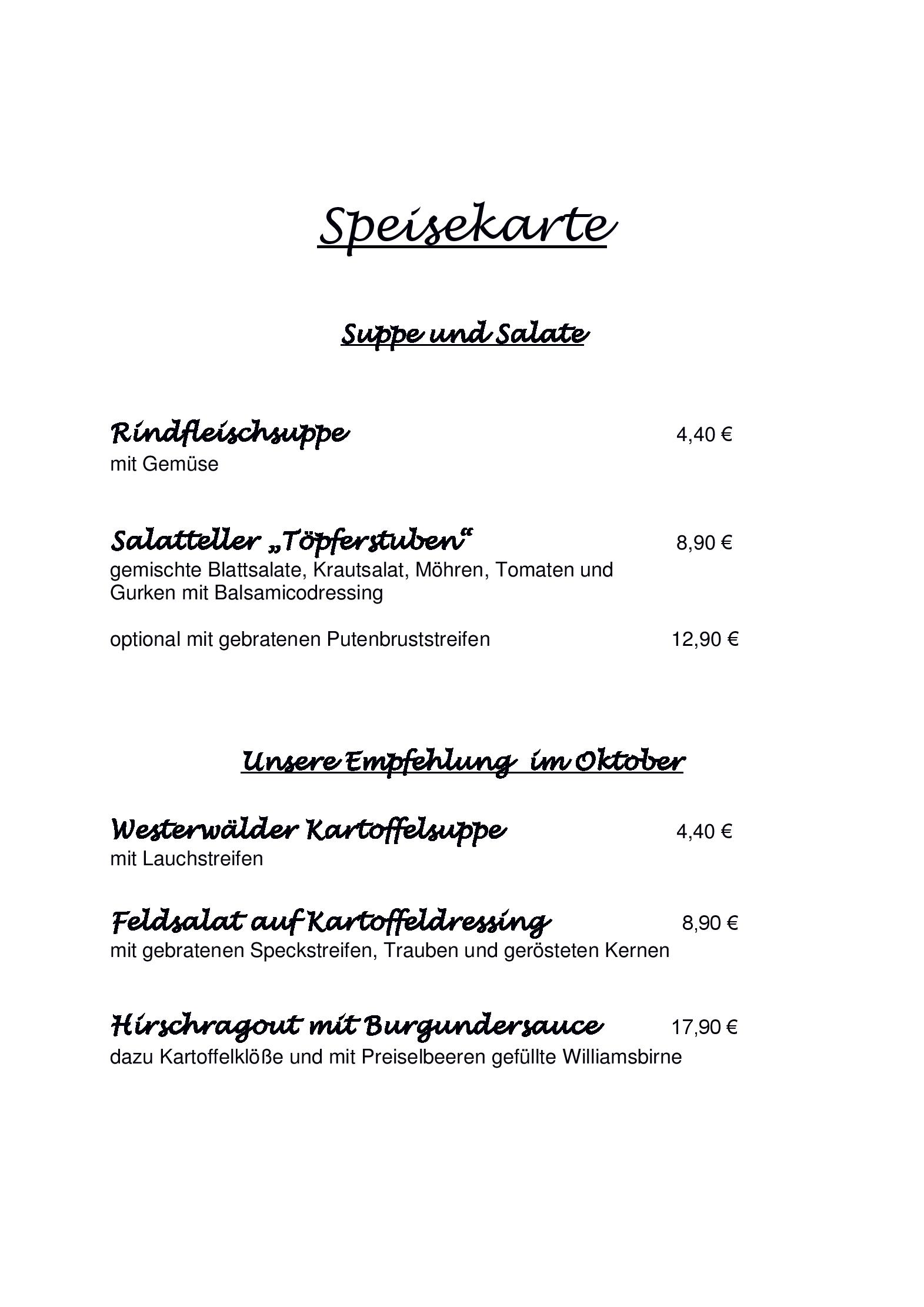 Speisekarte