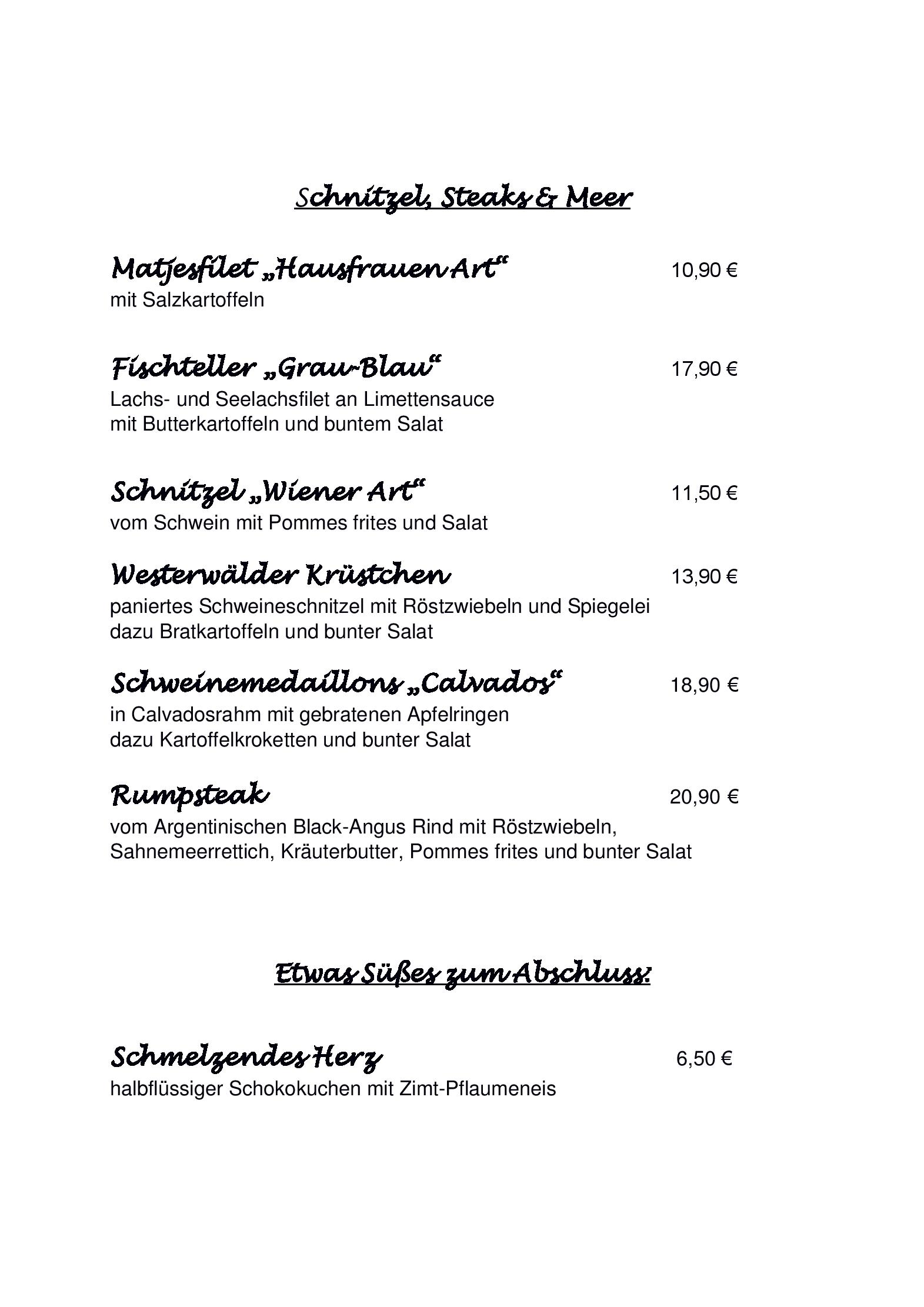 Speisekarte