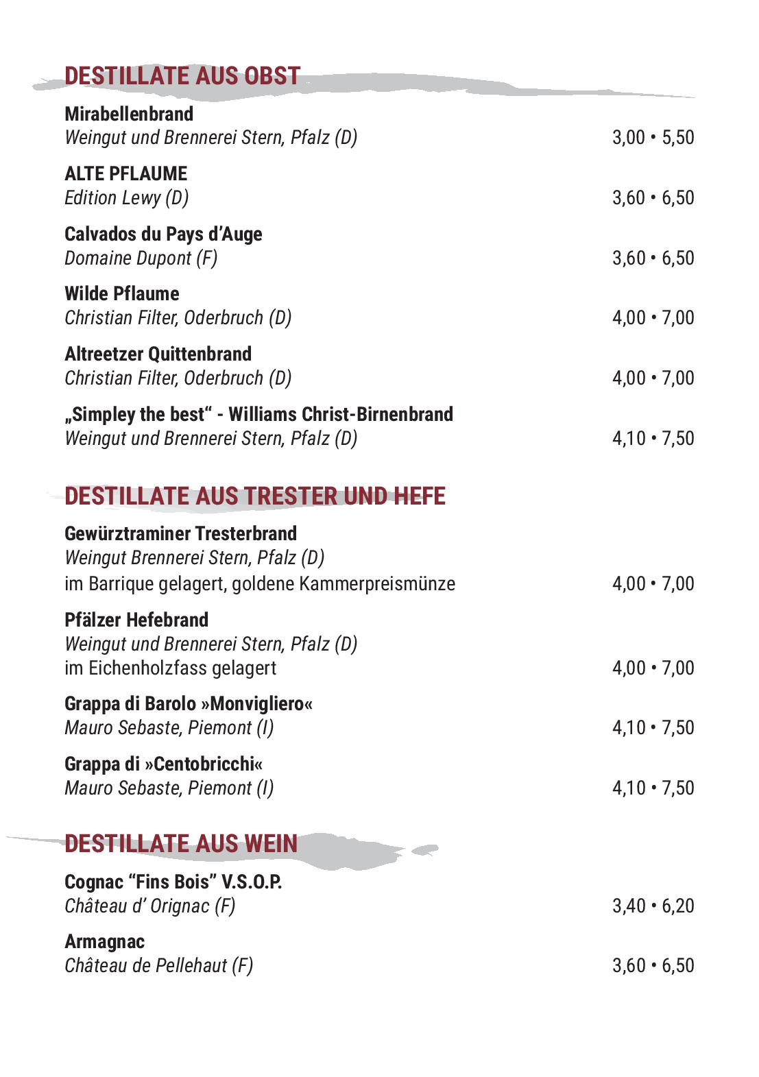 Speisekarte