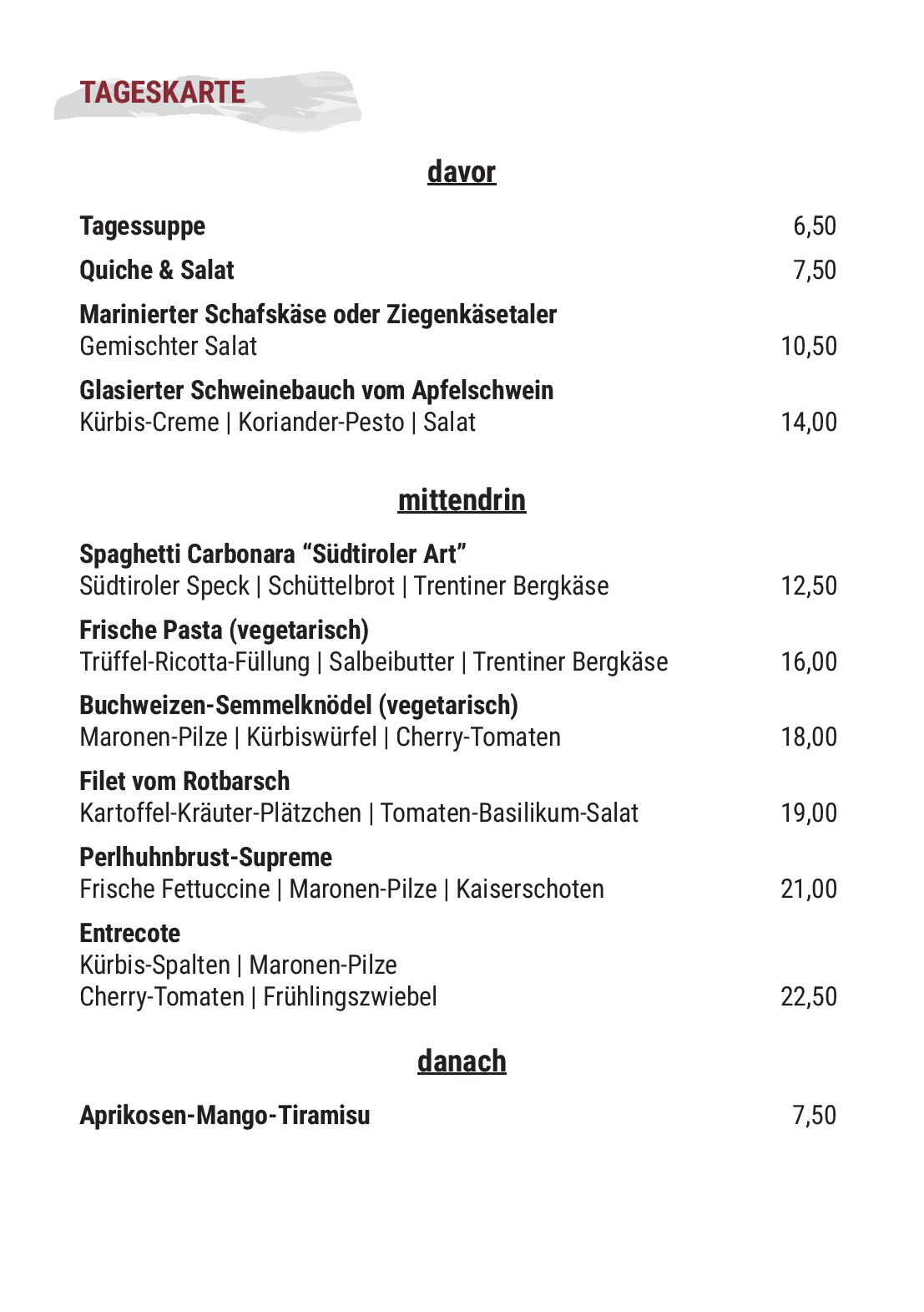 Speisekarte