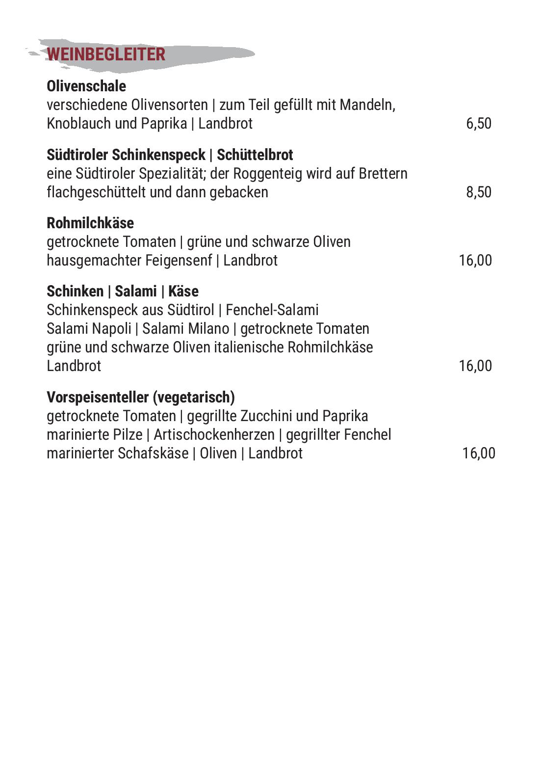 Speisekarte