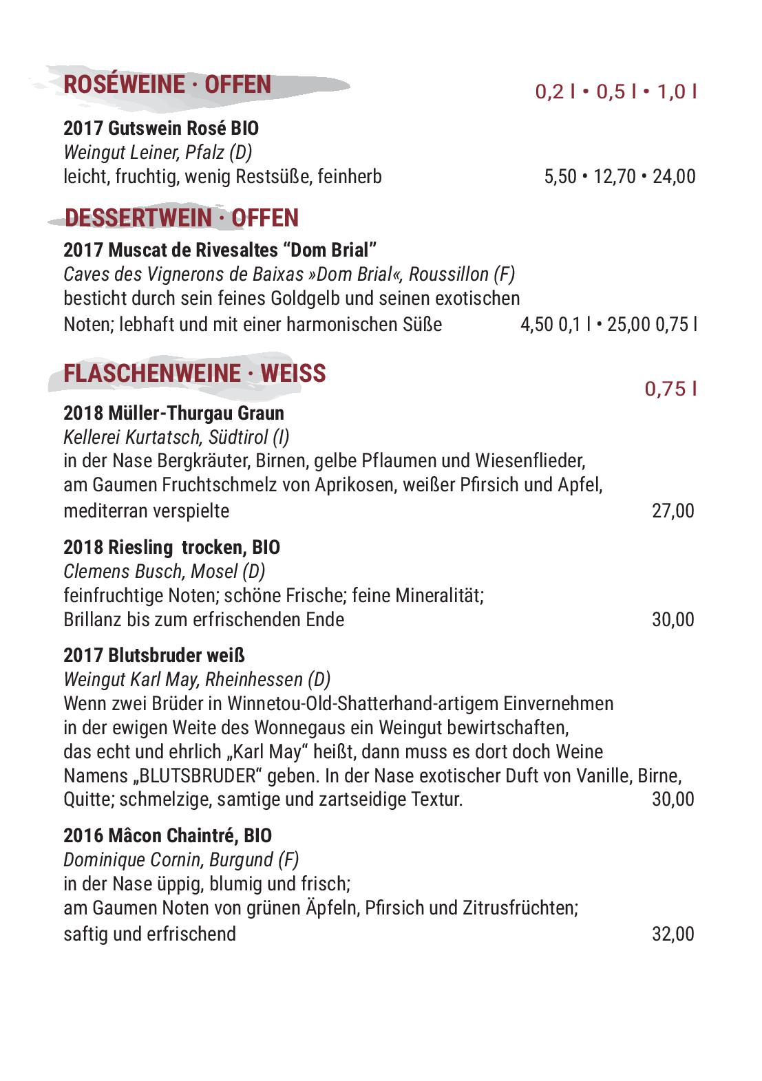 Speisekarte