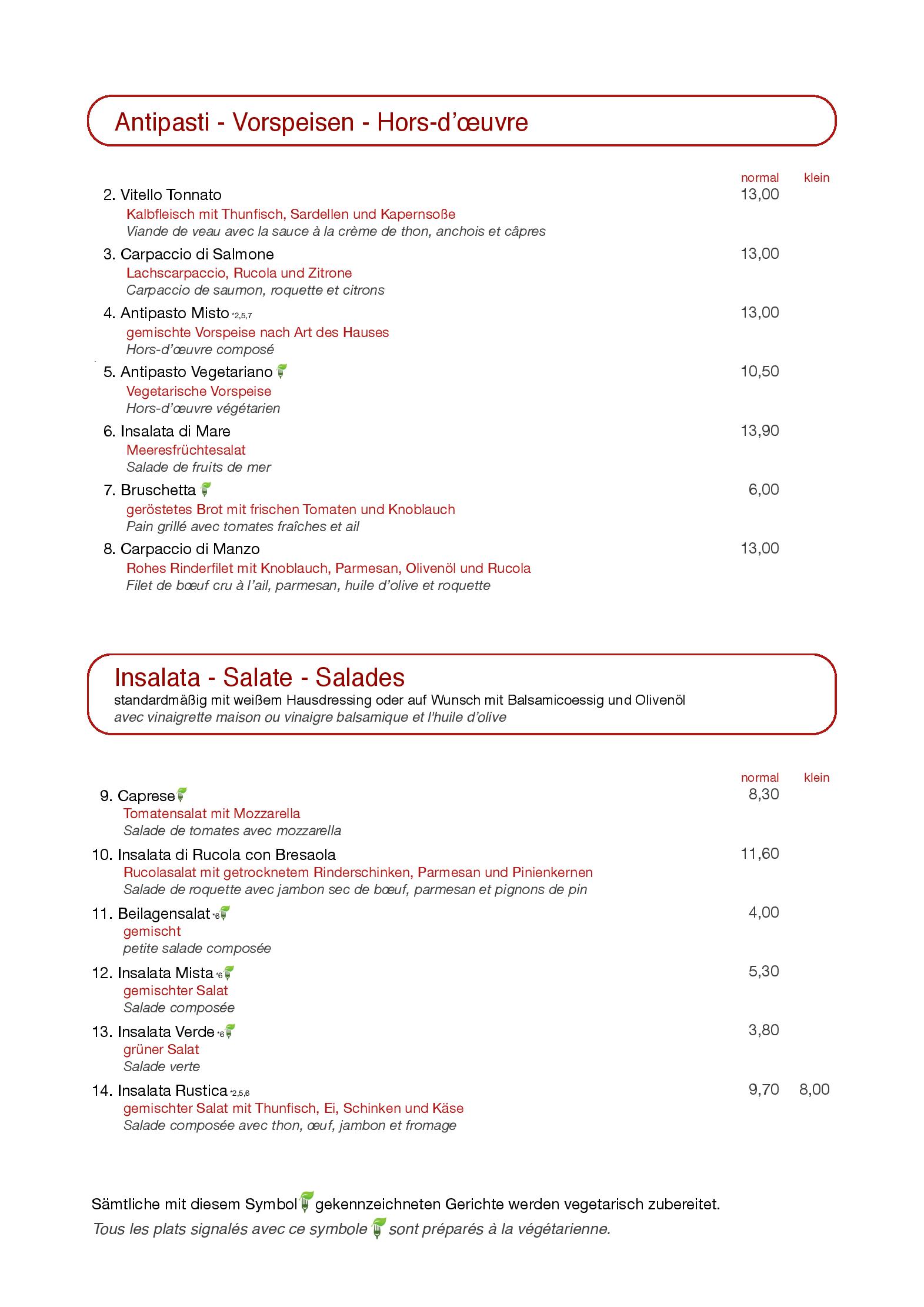 Speisekarte