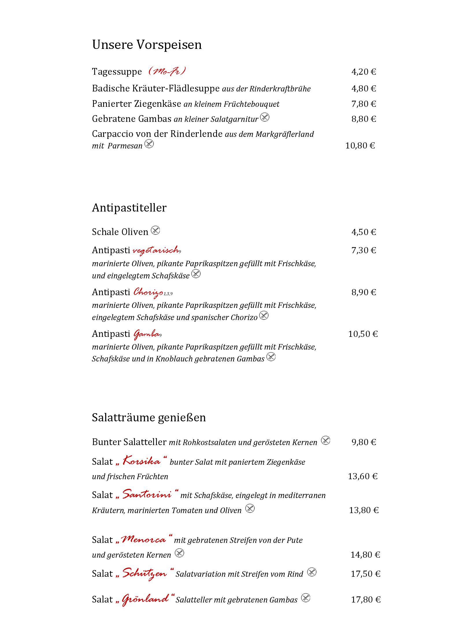 Speisekarte