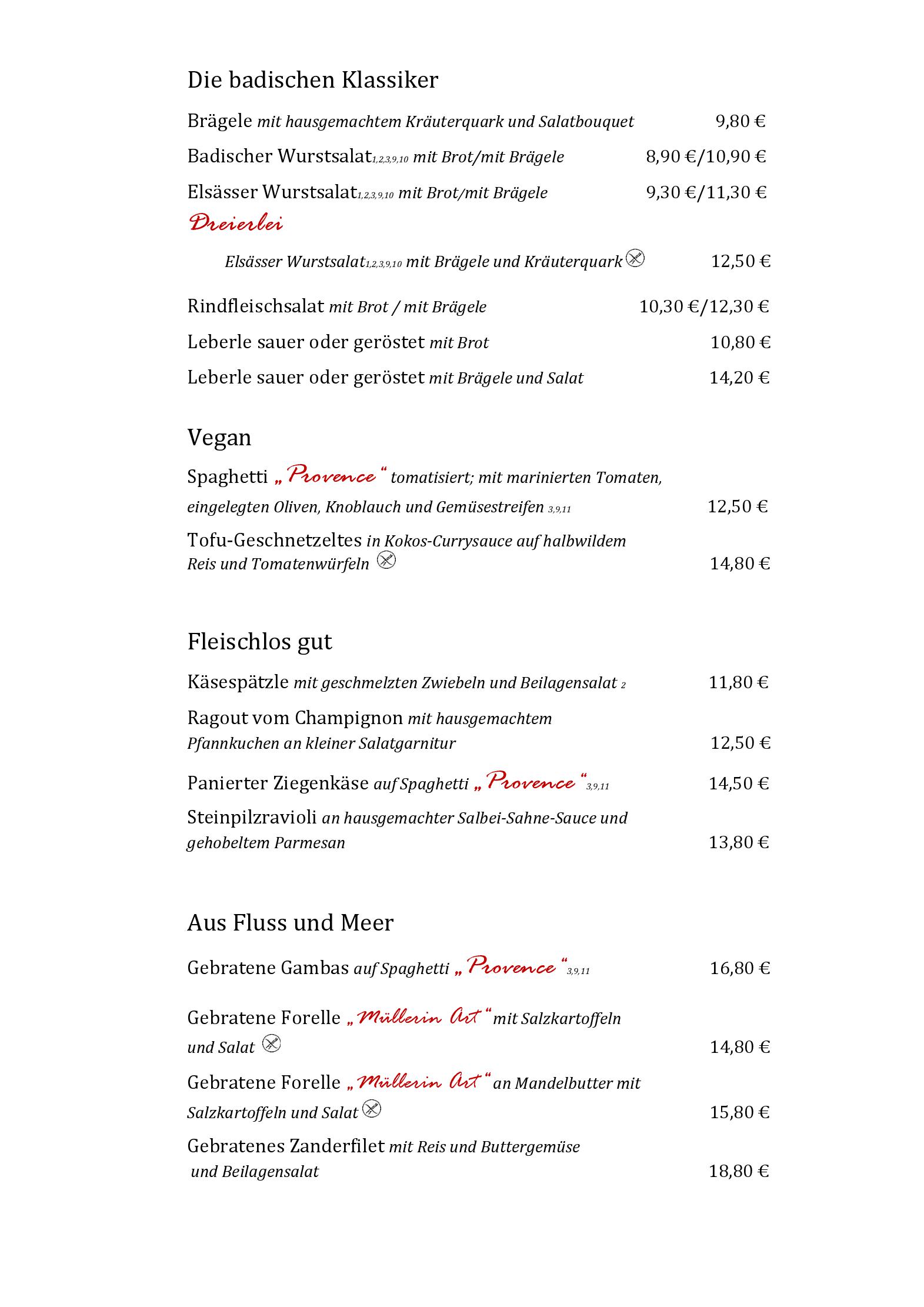 Speisekarte