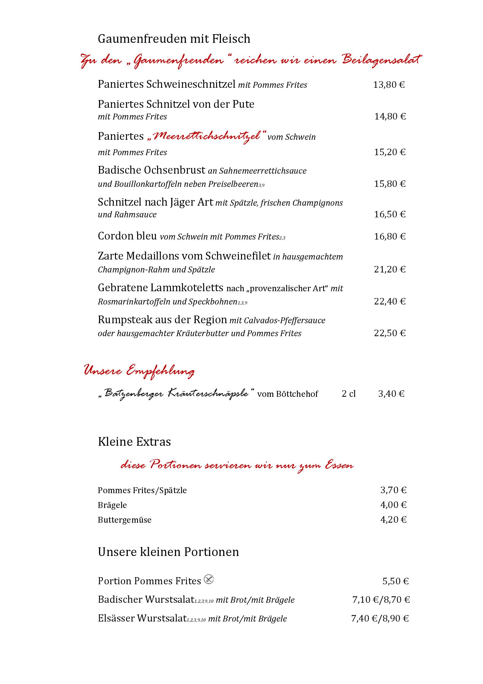 Speisekarte