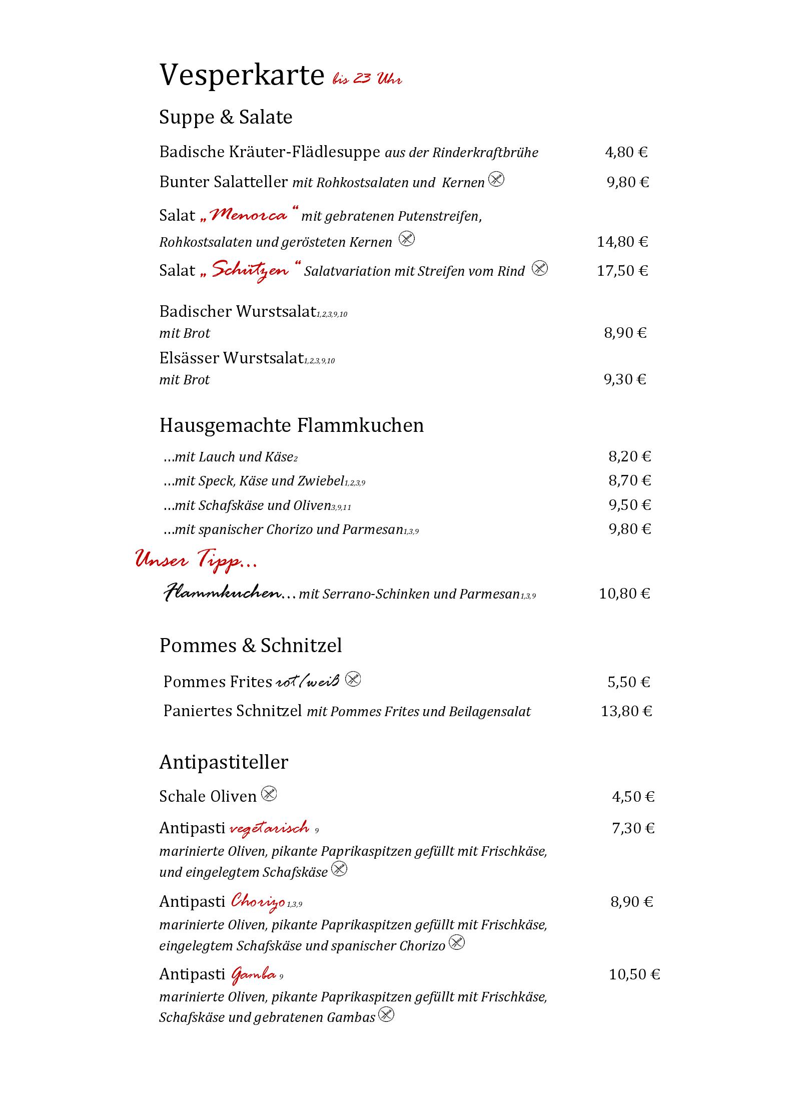 Speisekarte