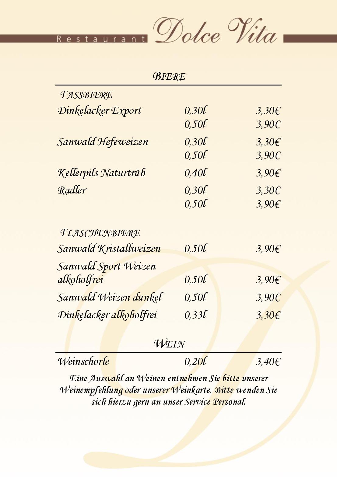 Speisekarte