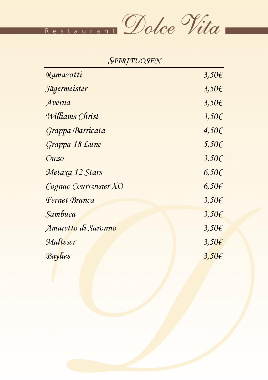 Speisekarte