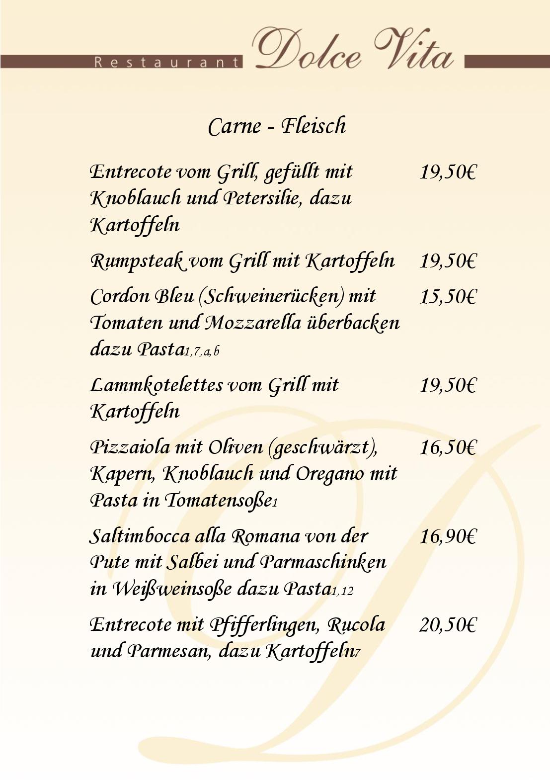 Speisekarte