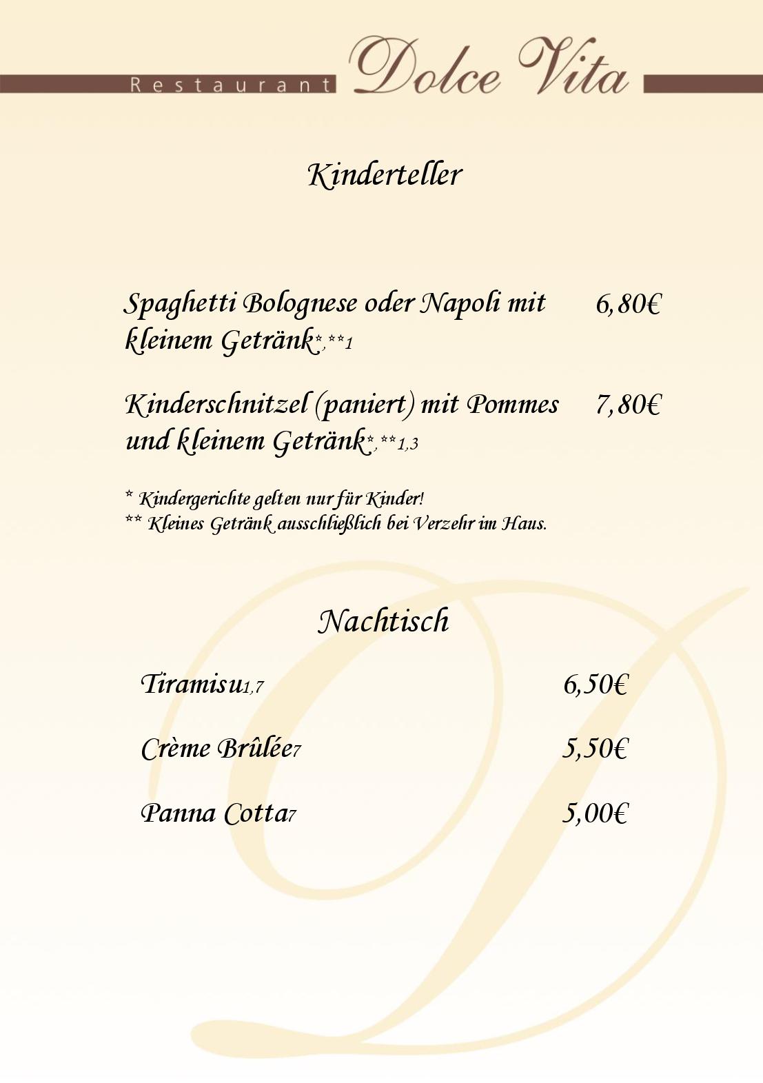 Speisekarte