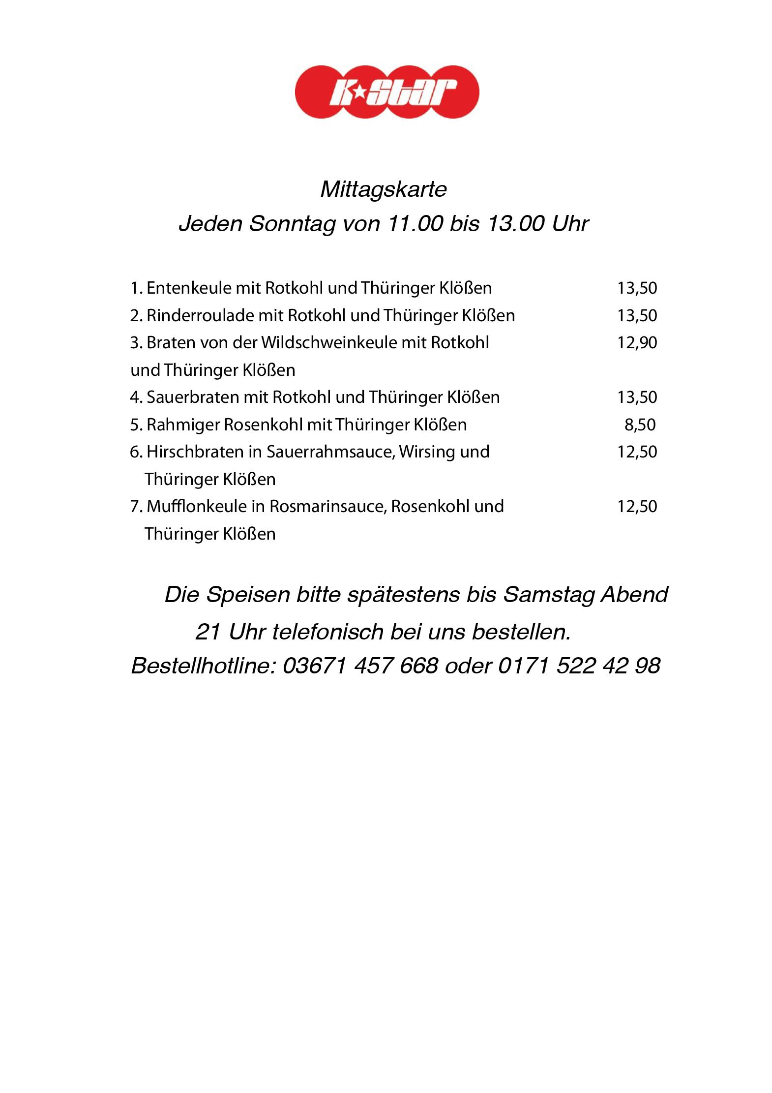 Speisekarte
